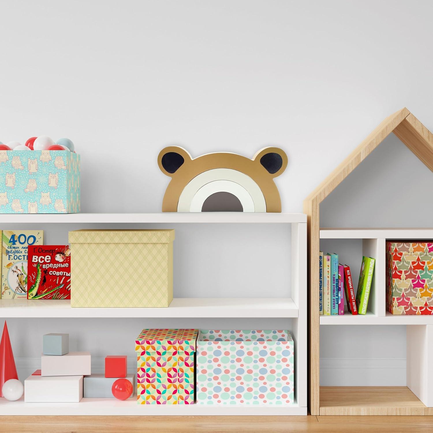 Decoración de Oso de Madera Arcoíris Ajqiomh 21x11cm