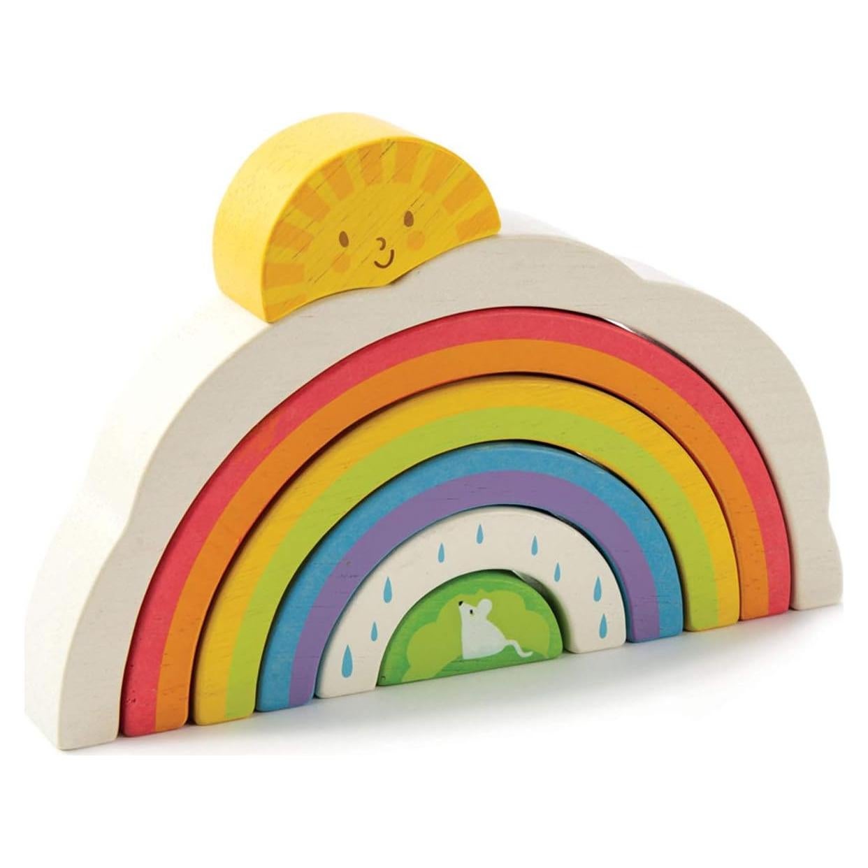 Tender Leaf Toys - Túnel Arcoíris de Madera - 7 Piezas Educativas