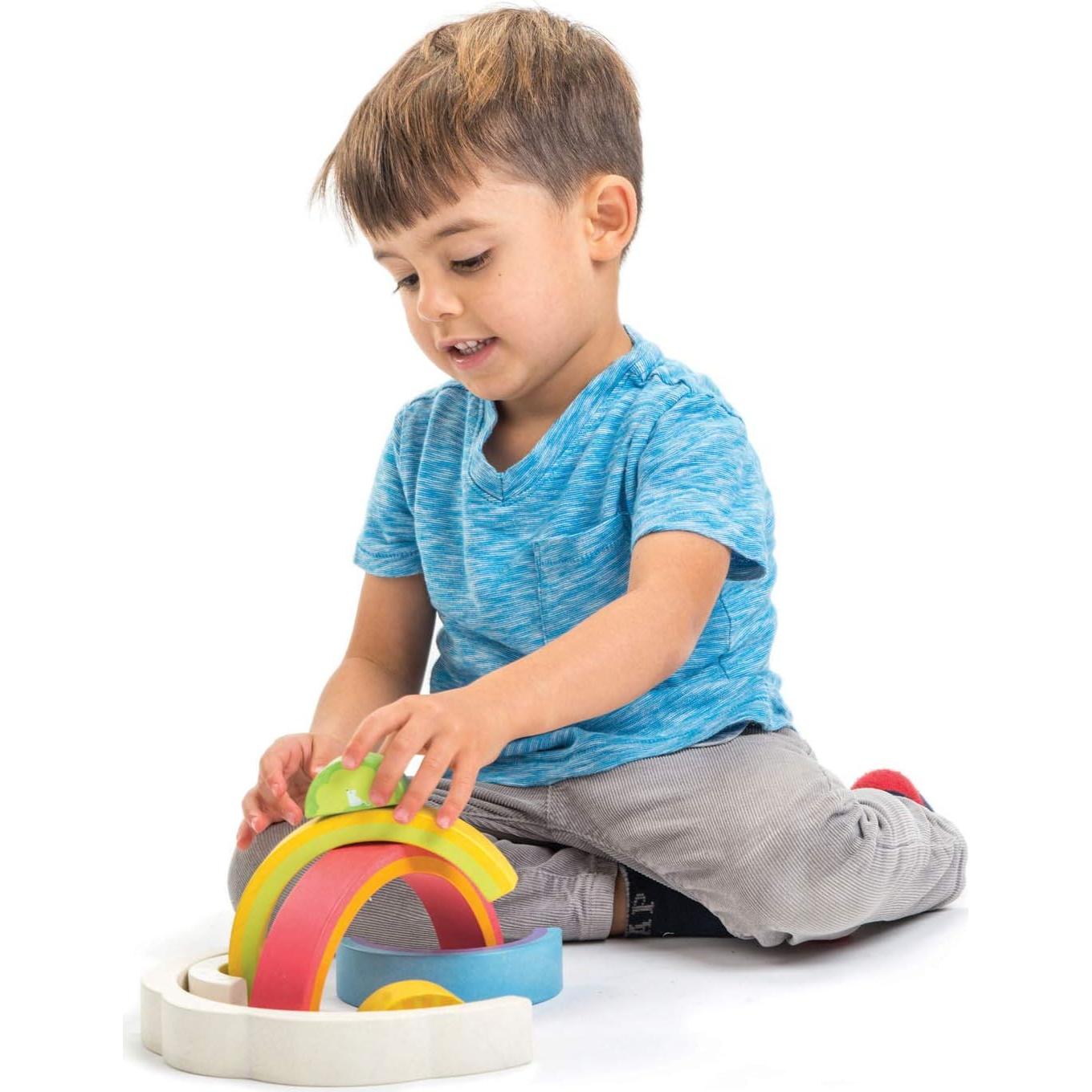 Tender Leaf Toys - Túnel Arcoíris de Madera - 7 Piezas Educativas