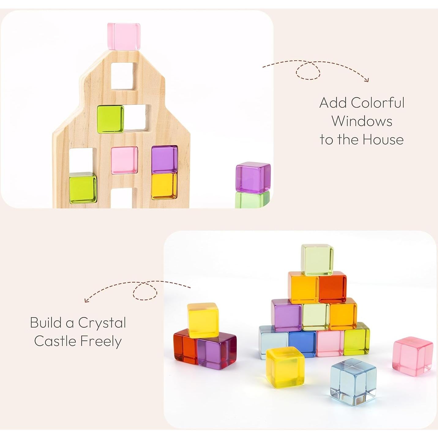 Juego de Bloques de Madera 36 PCS Arcoíris Woodtoe para Niños