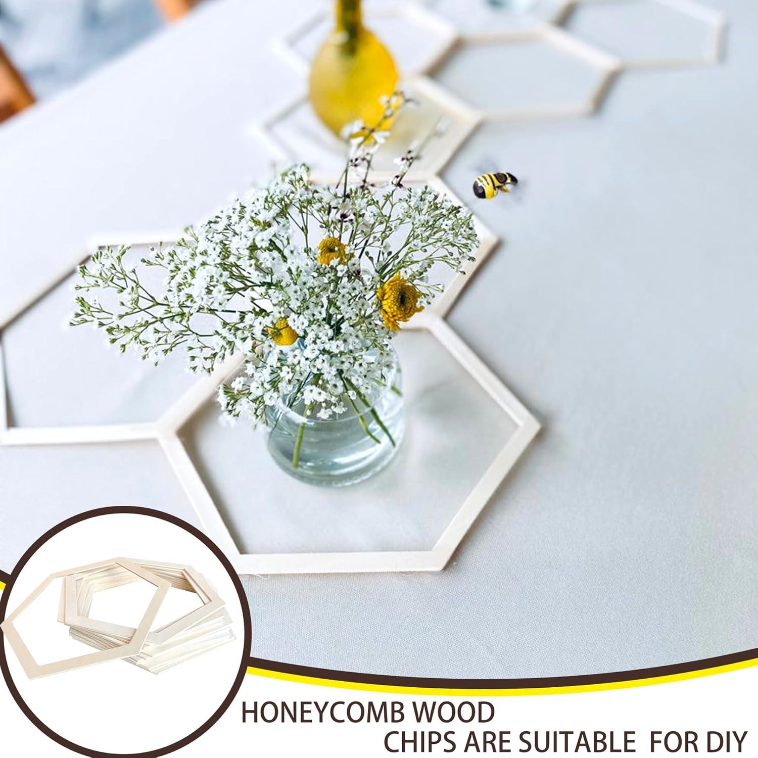 12 Hexágonos de Madera Natural para Decoración DIY - 46.4x52.3 cm