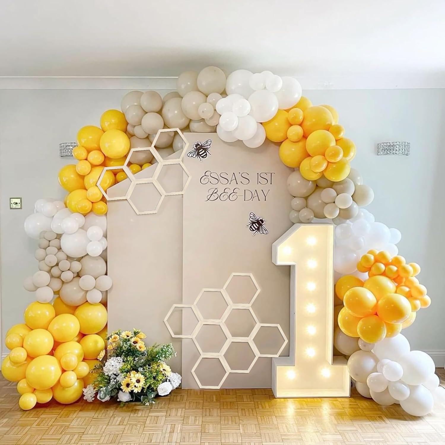 12 Hexágonos de Madera Natural para Decoración DIY - 46.4x52.3 cm