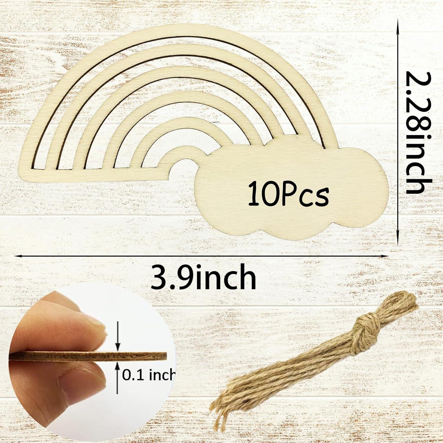 Kit de Manualidades de Arcoíris 10 Piezas - Decoración de Madera