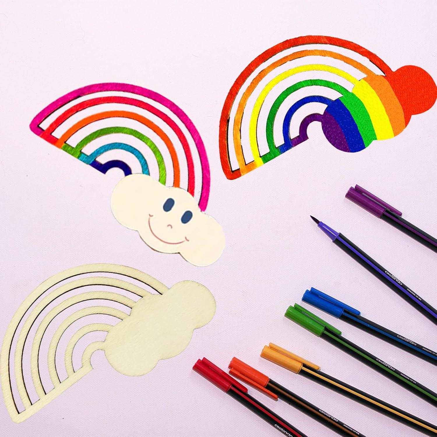 Kit de Manualidades de Arcoíris 10 Piezas - Decoración de Madera