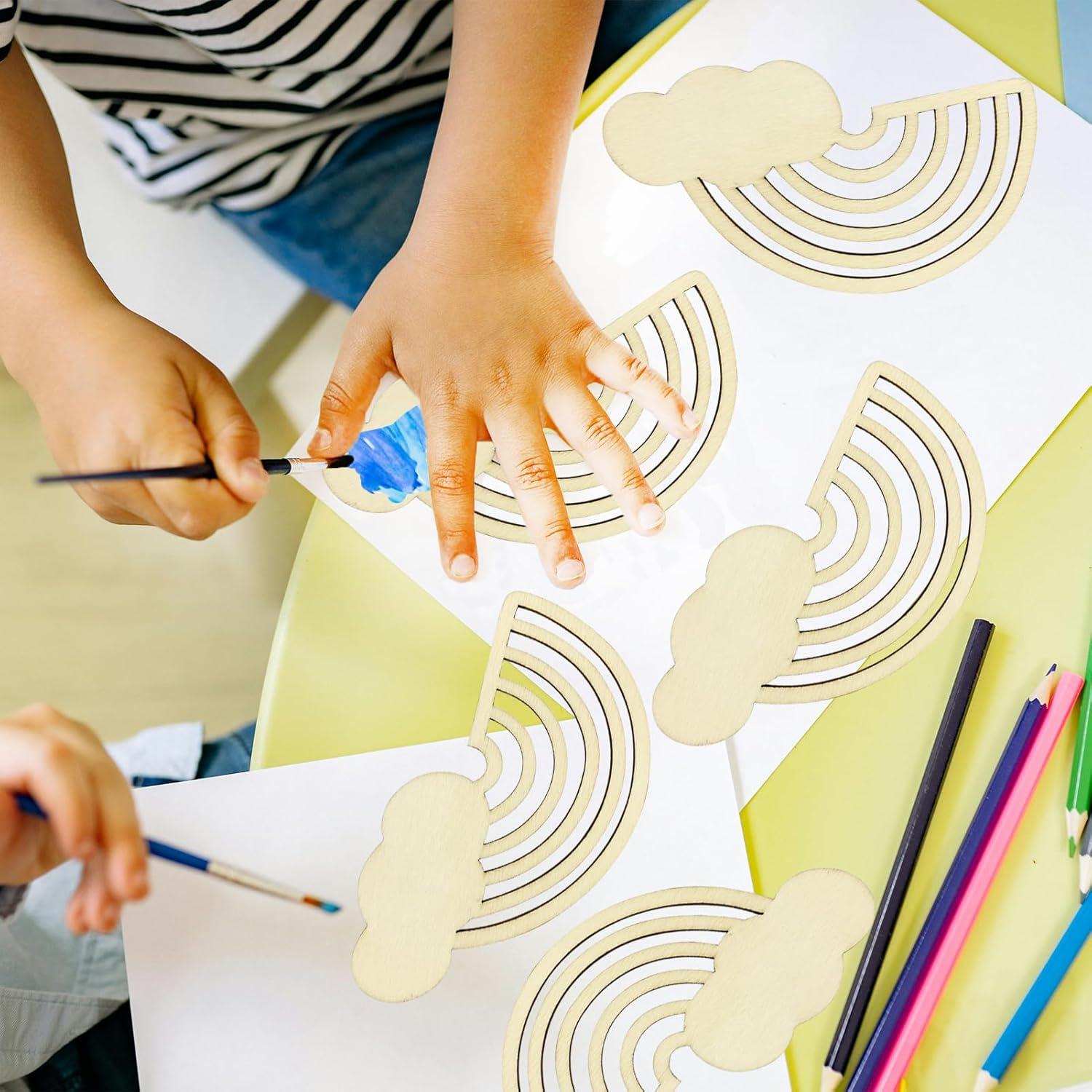 Kit de Manualidades de Arcoíris 10 Piezas - Decoración de Madera