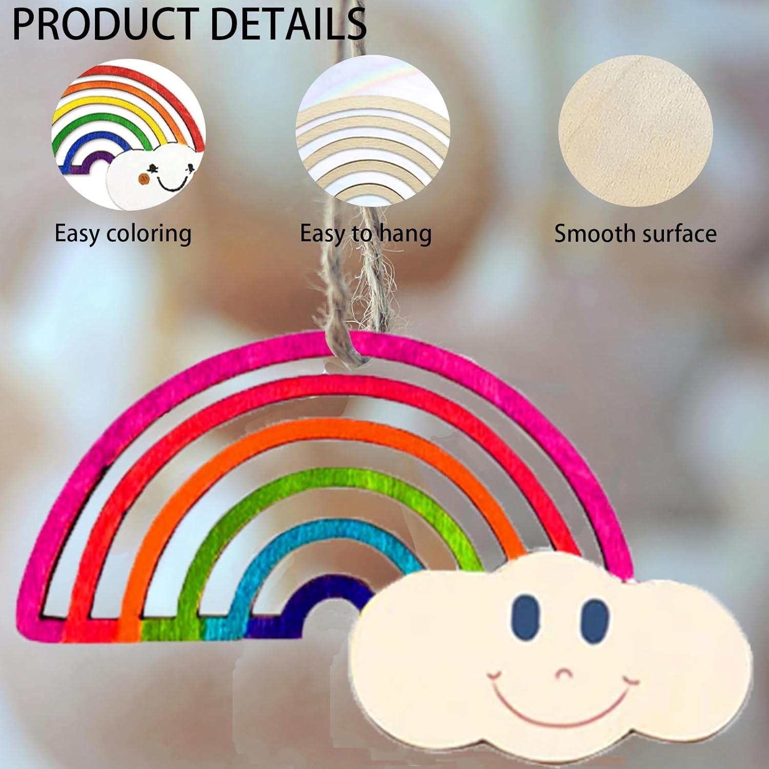 Kit de Manualidades de Arcoíris 10 Piezas - Decoración de Madera