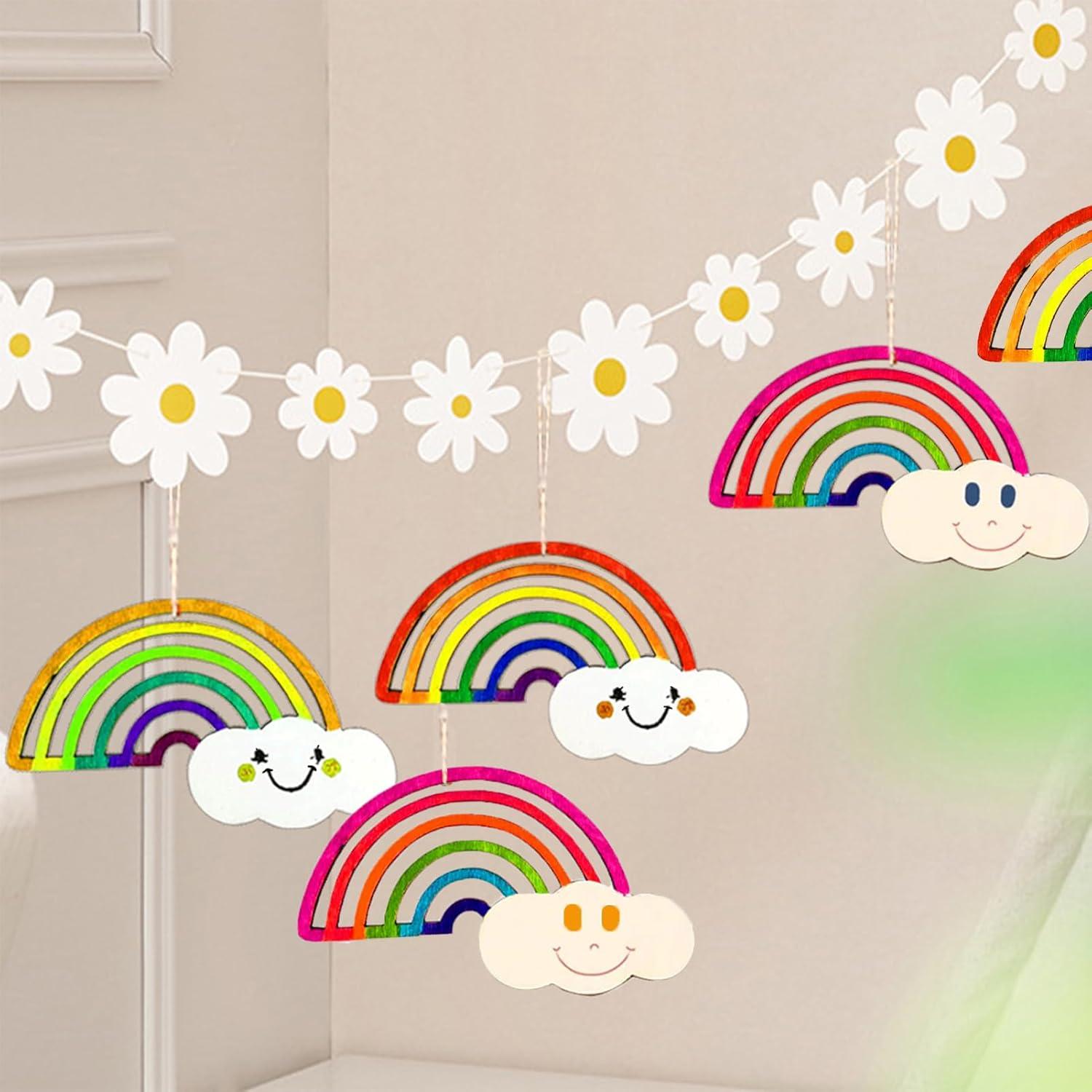 Kit de Manualidades de Arcoíris 10 Piezas - Decoración de Madera