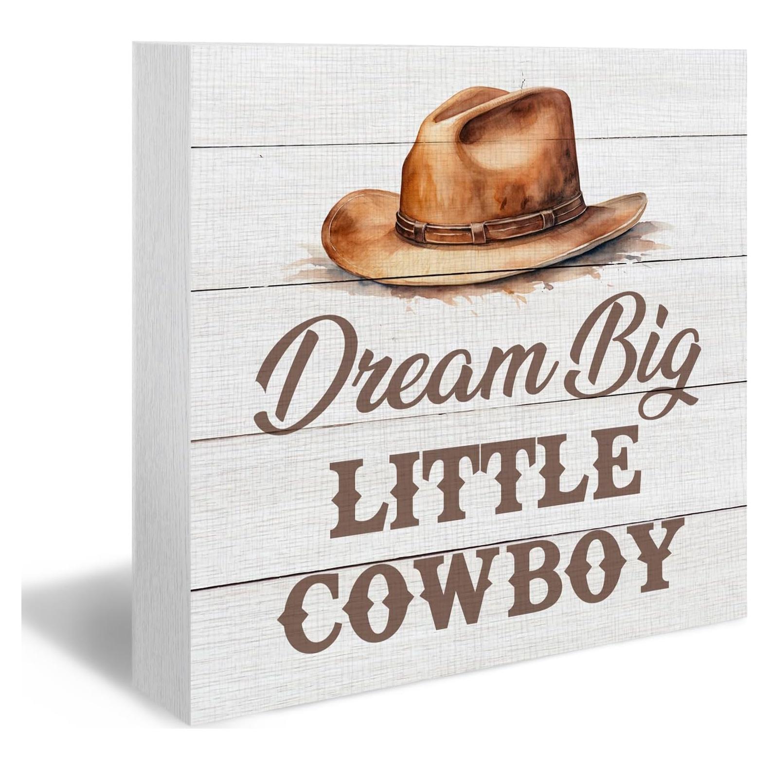 Cartel de Madera DUXMNAMG Soñar en Grande Cowboy 12.7x12.7 cm