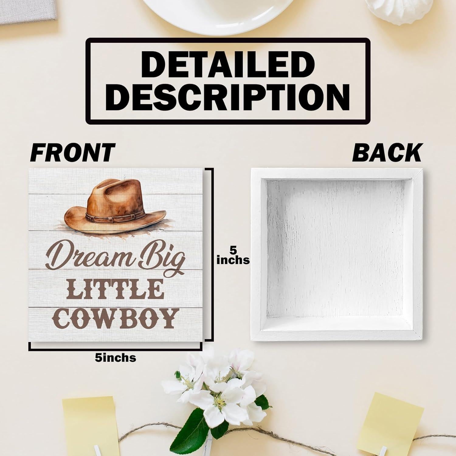 Cartel de Madera DUXMNAMG Soñar en Grande Cowboy 12.7x12.7 cm