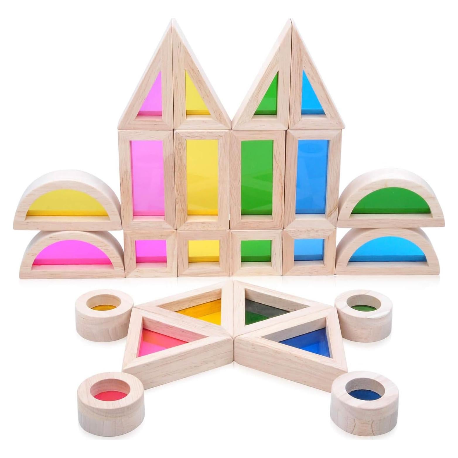 Bloques de Construcción de Madera Jolkid - Set Montessori 24 Piezas