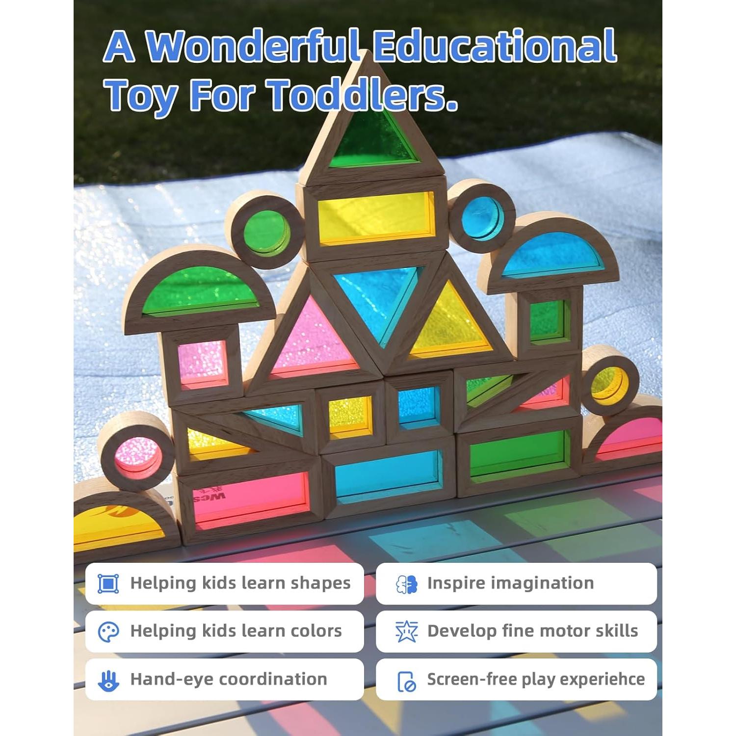 Bloques de Construcción de Madera Jolkid - Set Montessori 24 Piezas