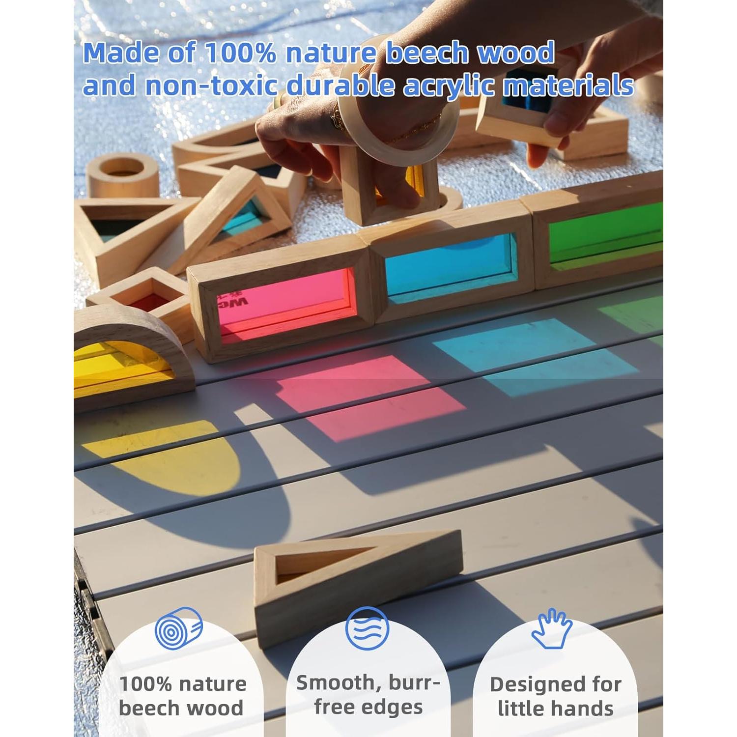 Bloques de Construcción de Madera Jolkid - Set Montessori 24 Piezas