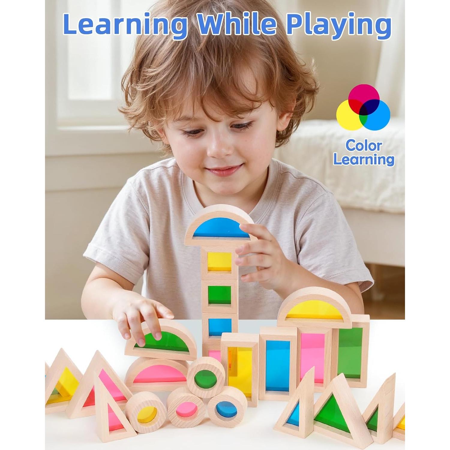 Bloques de Construcción de Madera Jolkid - Set Montessori 24 Piezas