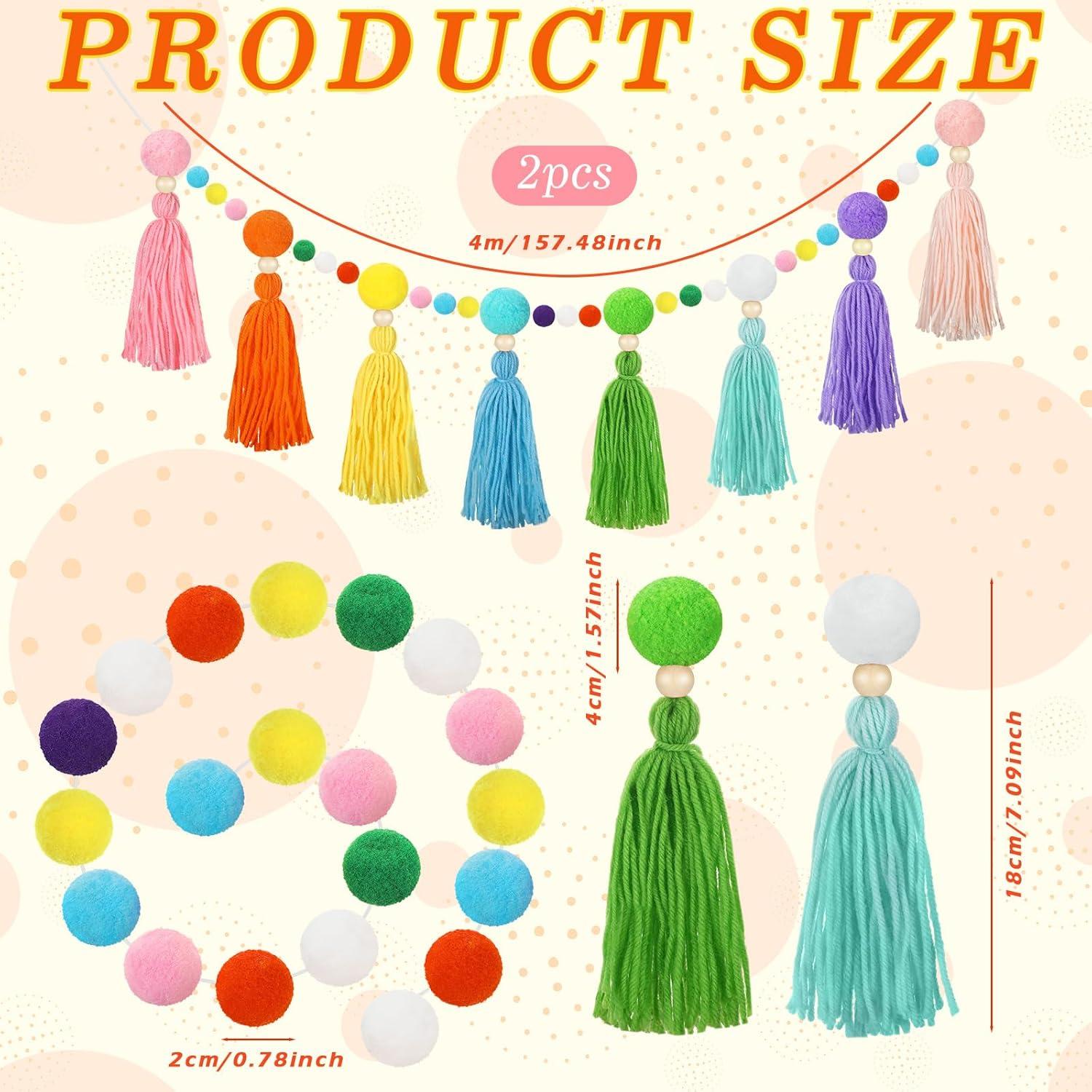 Guirnalda de Pom Pom Arcoíris Janinka 4m con Borlas Coloridas