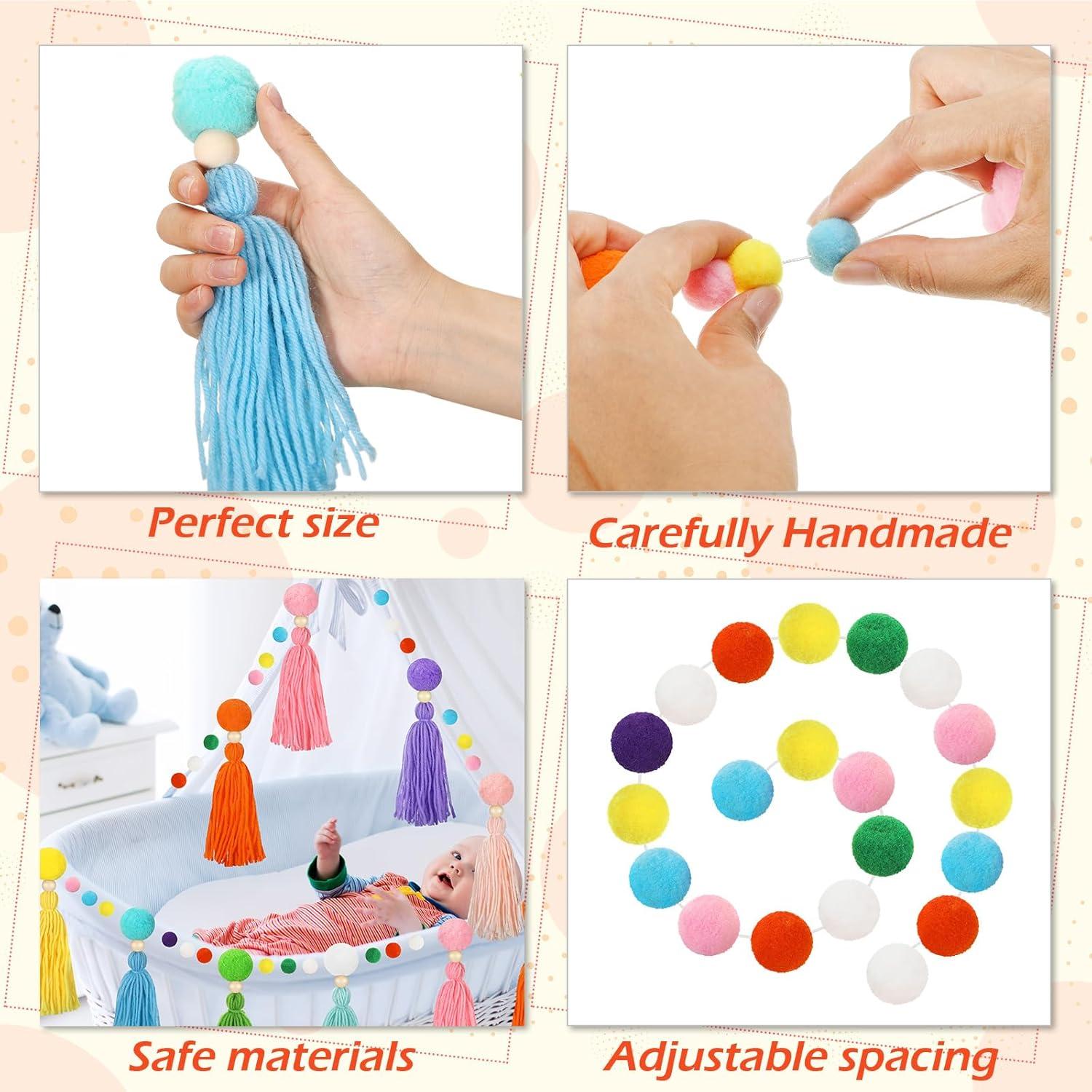 Guirnalda de Pom Pom Arcoíris Janinka 4m con Borlas Coloridas