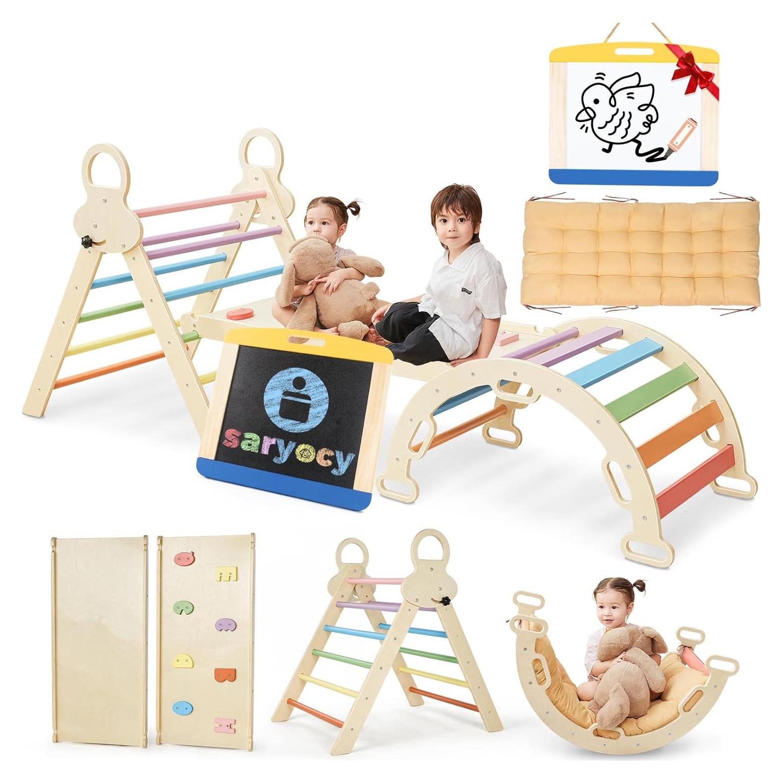 Conjunto Triángulo Pikler Saryocy 8 en 1 para Niños 1-6 Años