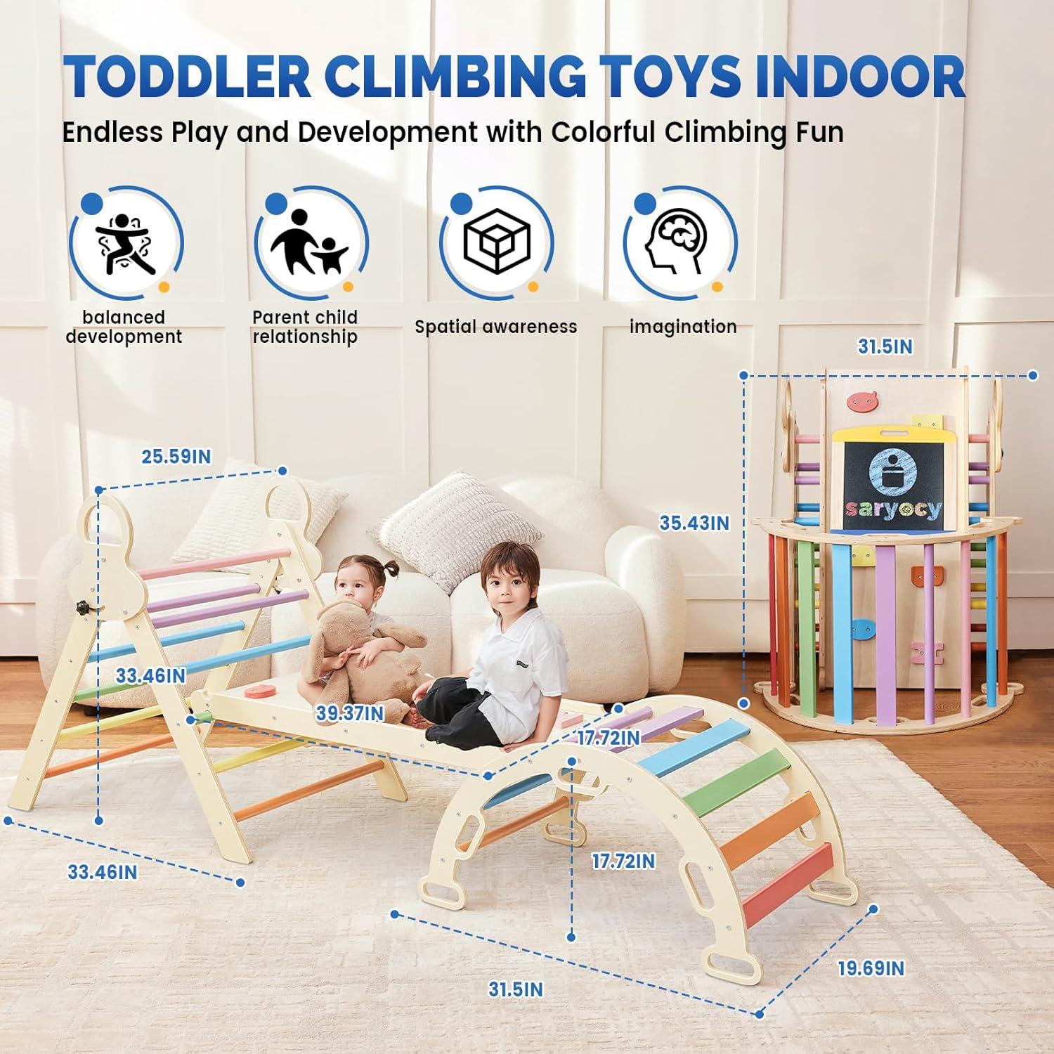 Conjunto Triángulo Pikler Saryocy 8 en 1 para Niños 1-6 Años