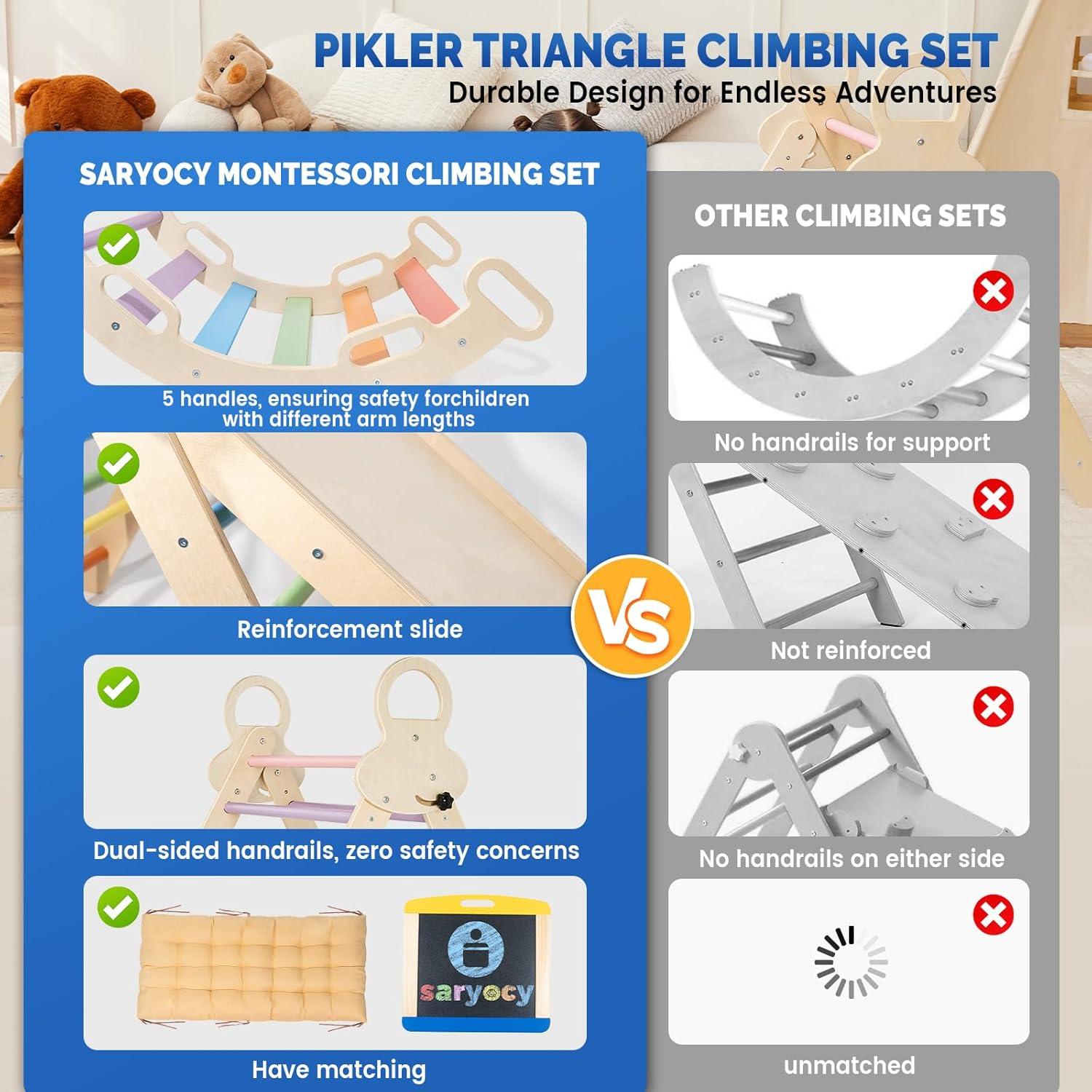 Conjunto Triángulo Pikler Saryocy 8 en 1 para Niños 1-6 Años