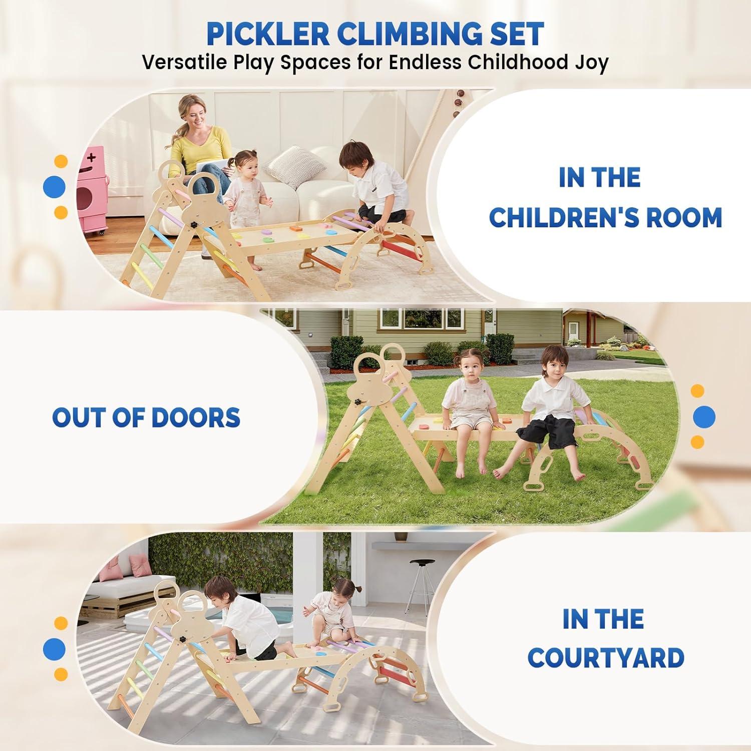 Conjunto Triángulo Pikler Saryocy 8 en 1 para Niños 1-6 Años