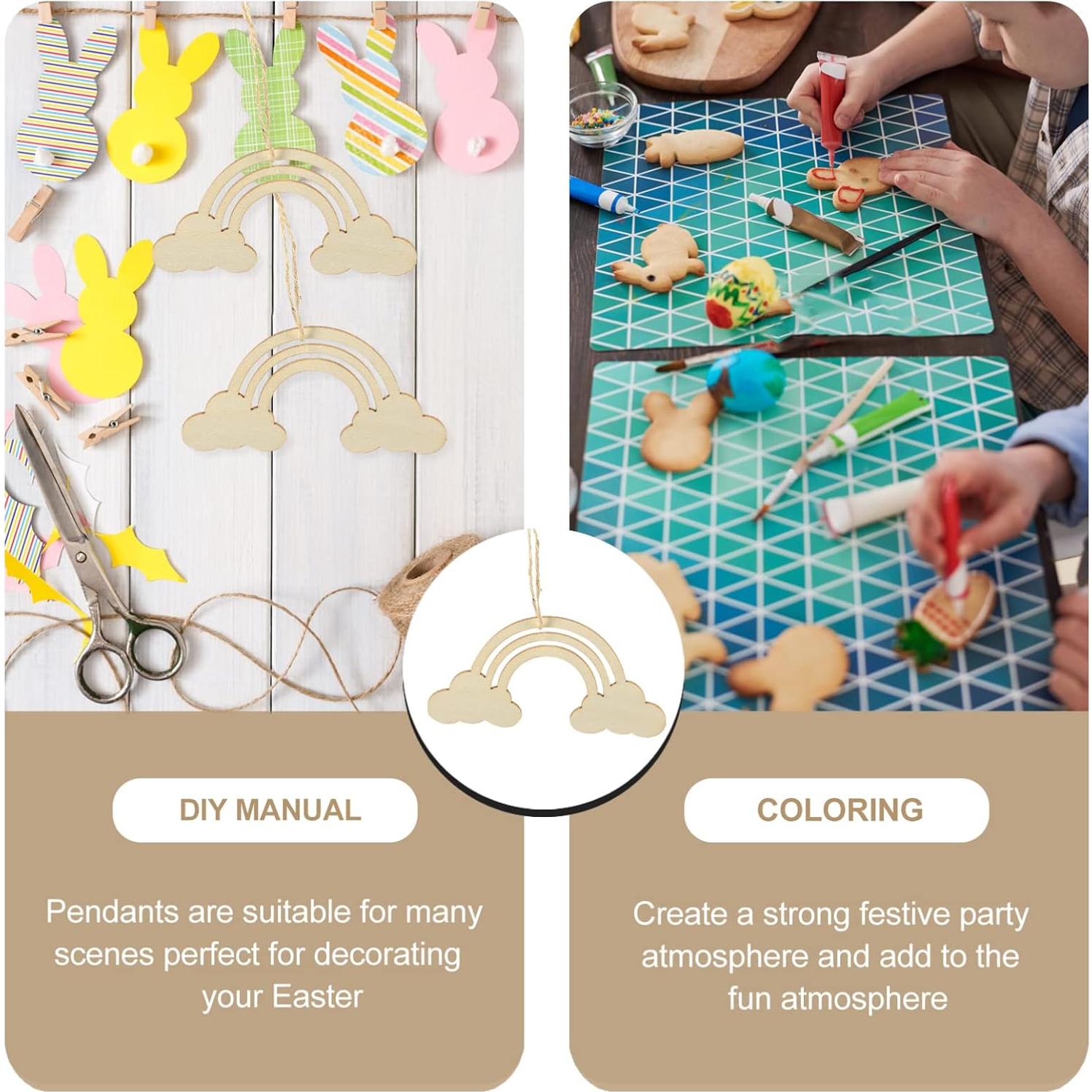 Recortes de Madera Arcoíris EXCEART 20PCS para DIY