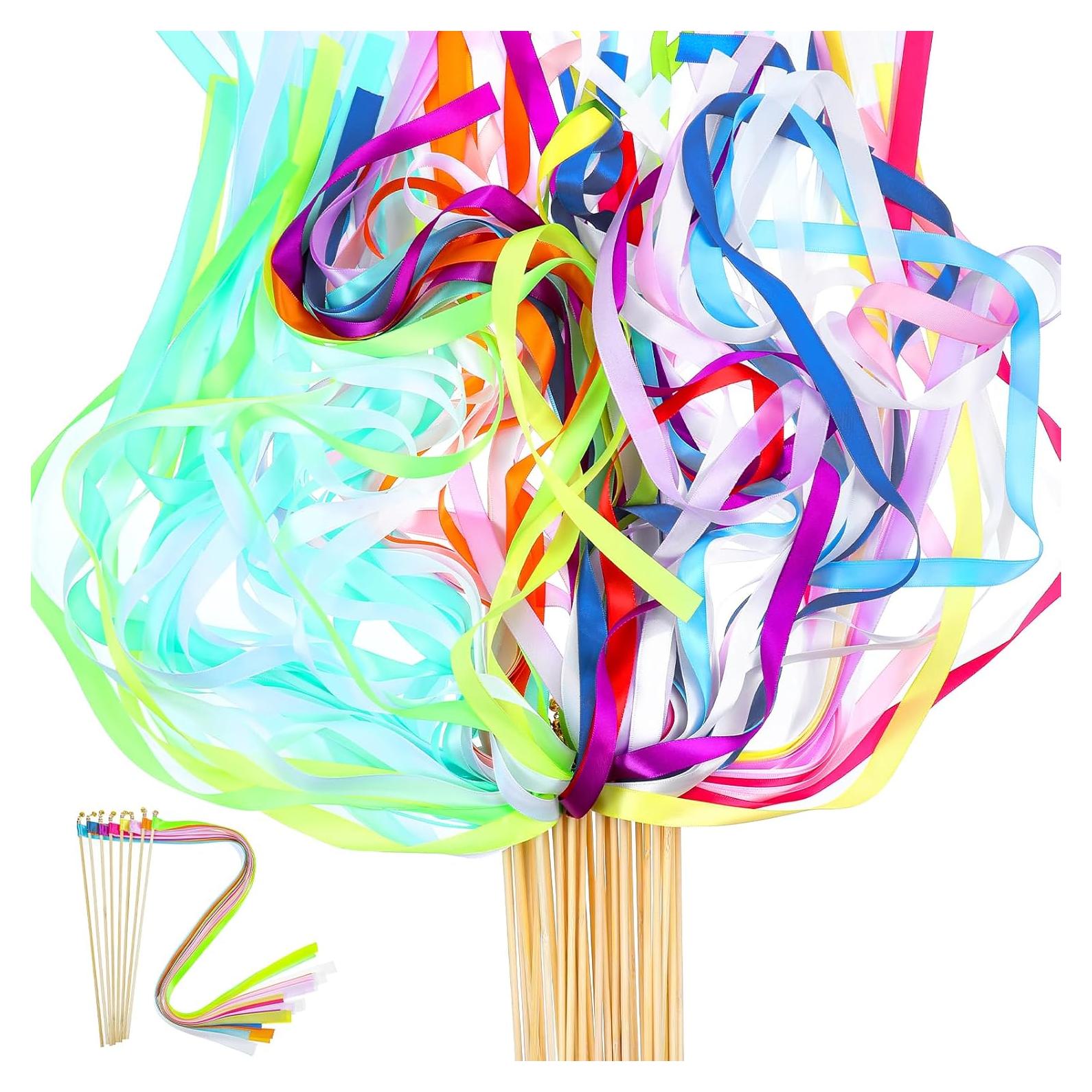 40 Varitas de Cinta Arcoíris con Campanas ADLABLD 30cm