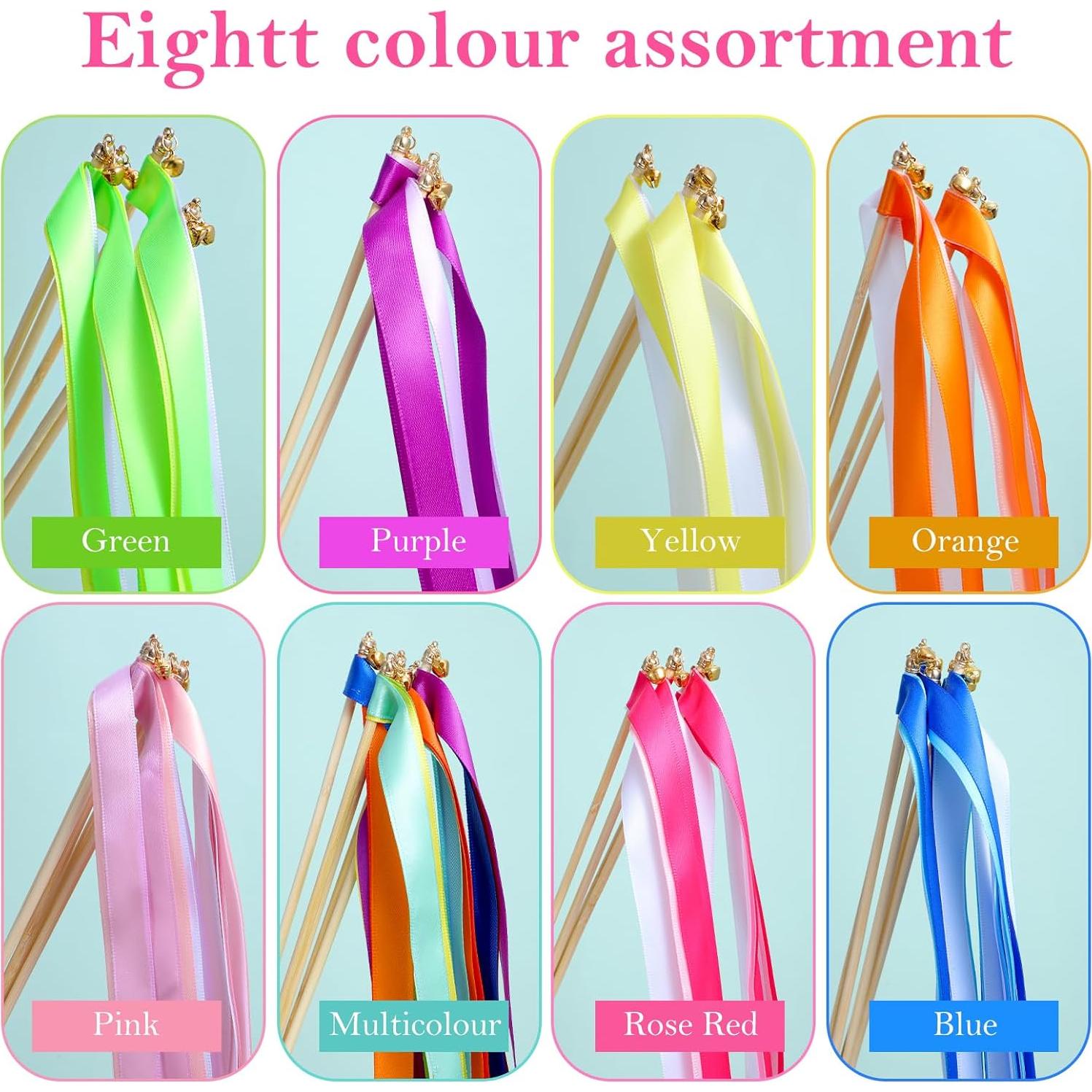 40 Varitas de Cinta Arcoíris con Campanas ADLABLD 30cm