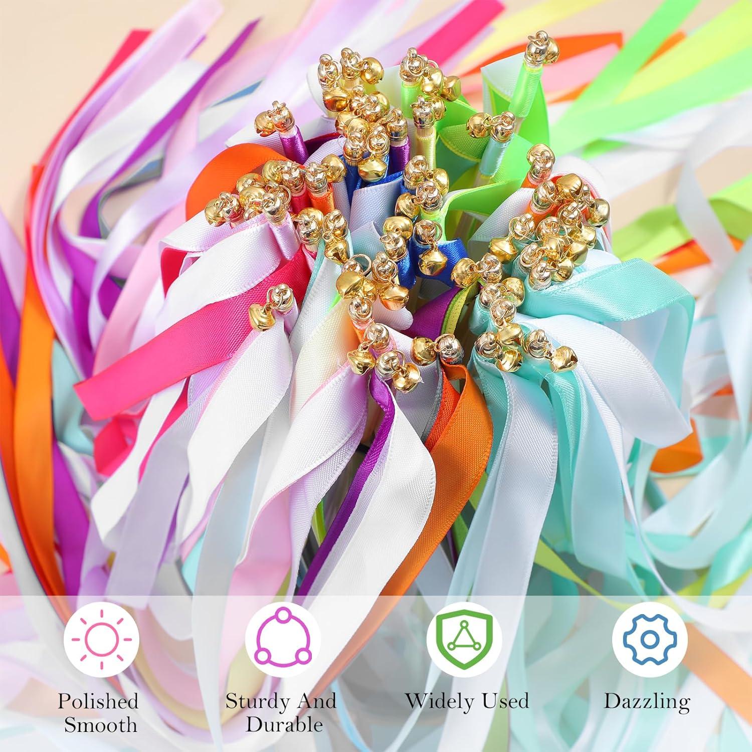 40 Varitas de Cinta Arcoíris con Campanas ADLABLD 30cm