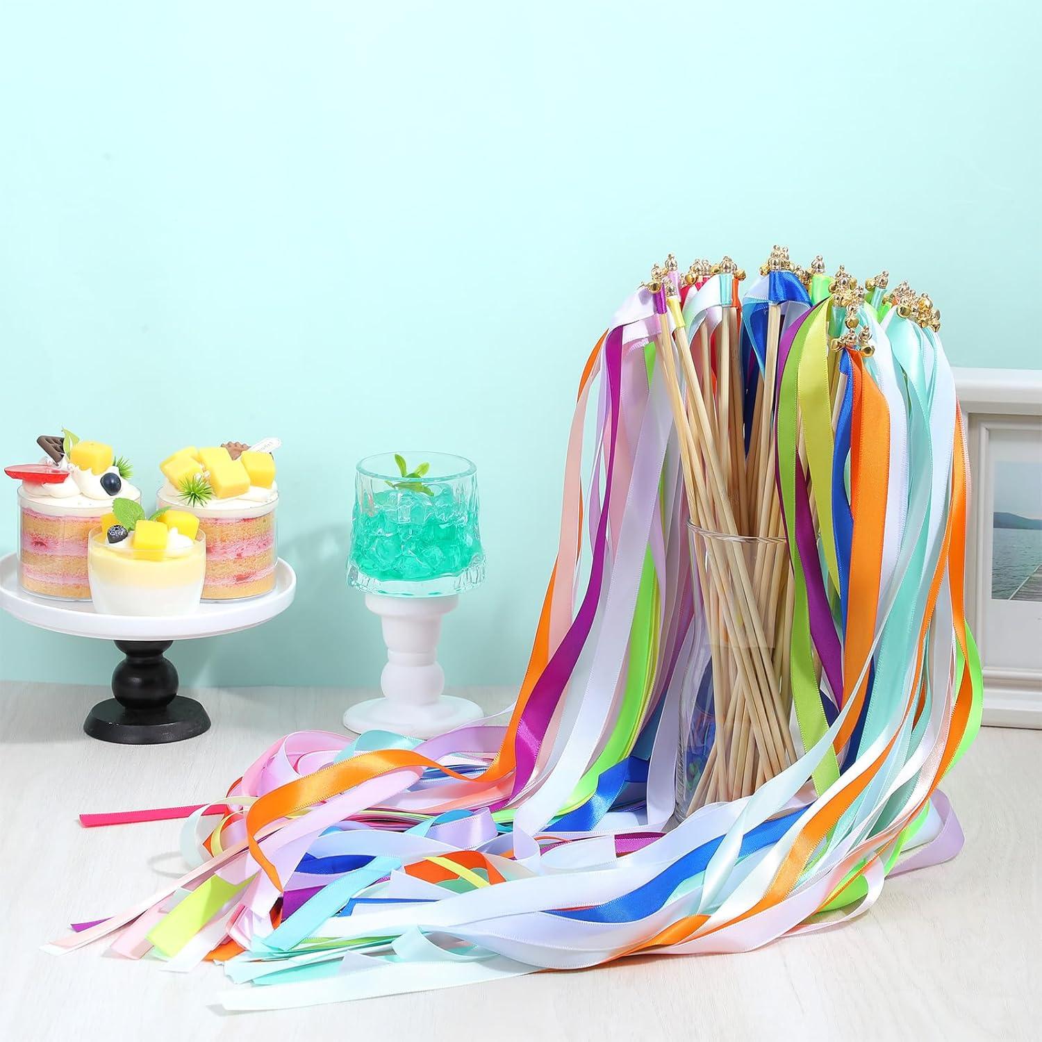 40 Varitas de Cinta Arcoíris con Campanas ADLABLD 30cm