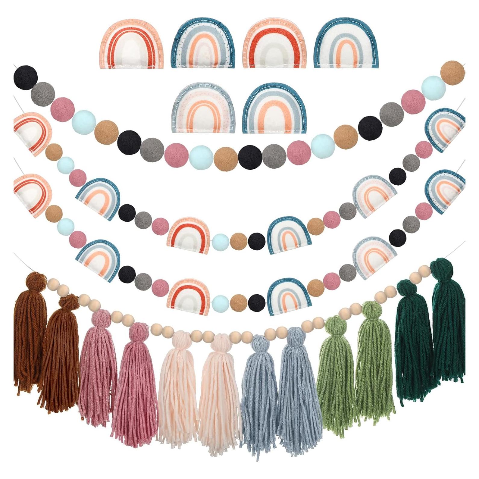 Guirnalda Boho de Borlas y Pom Poms Hahafelt - 4 Piezas