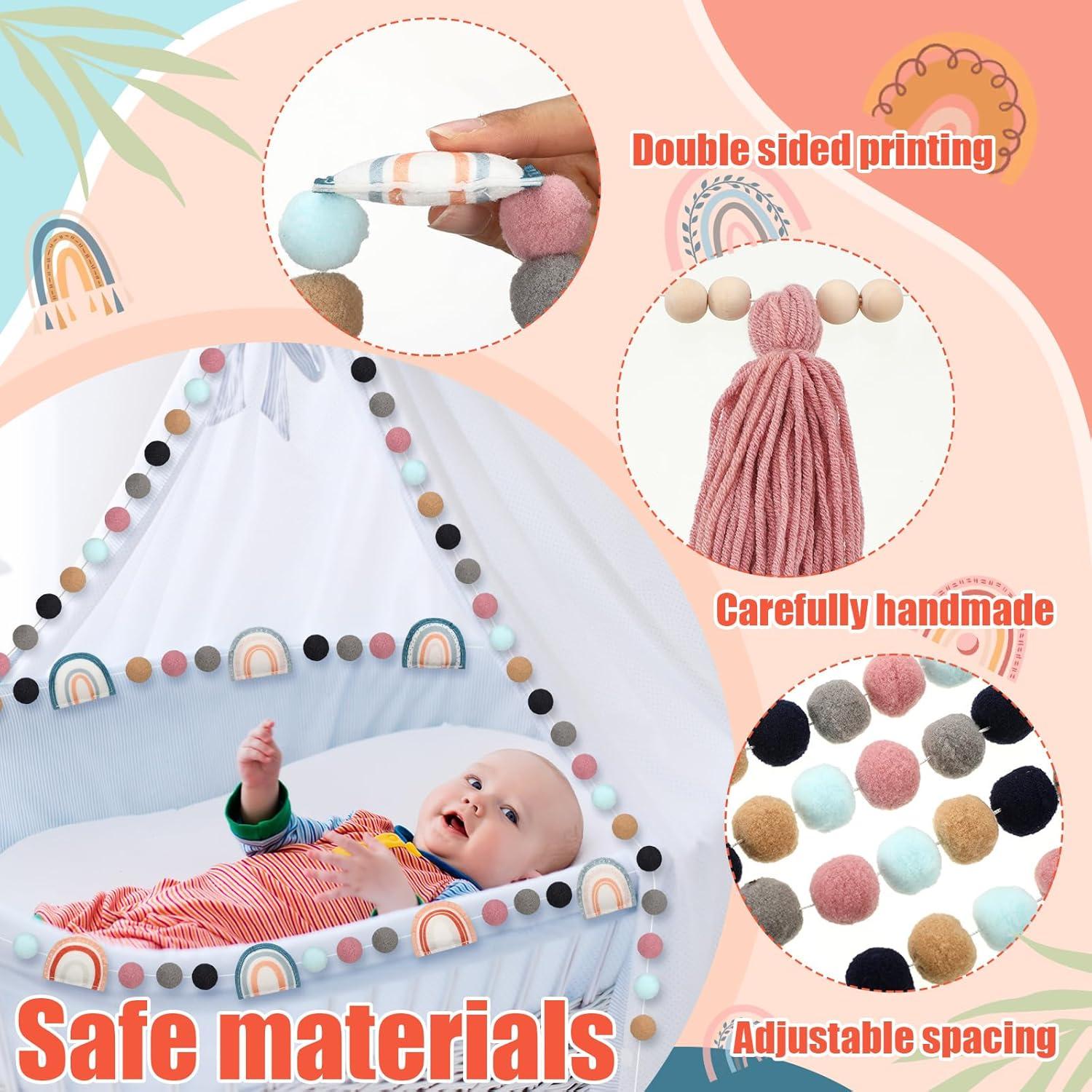 Guirnalda Boho de Borlas y Pom Poms Hahafelt - 4 Piezas