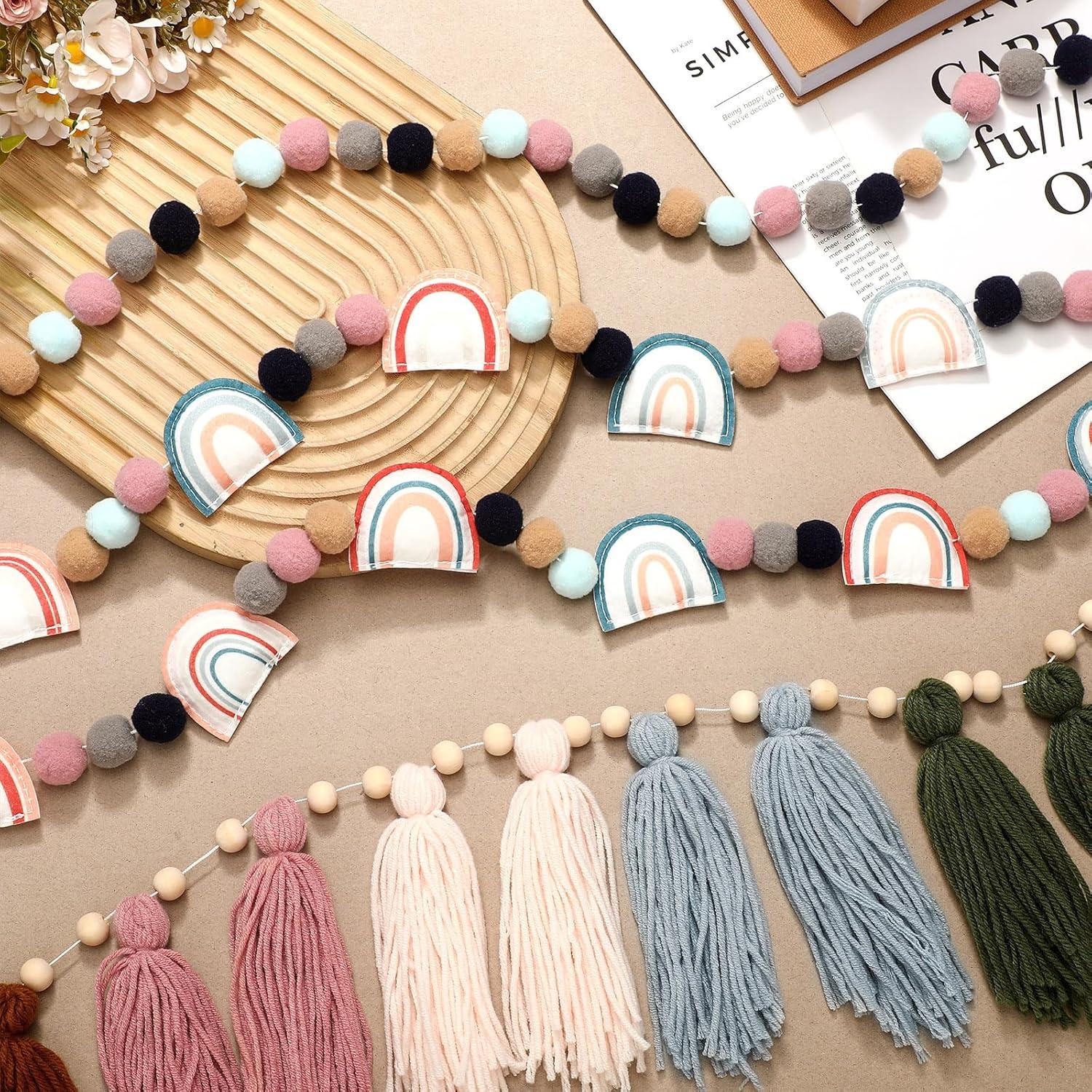 Guirnalda Boho de Borlas y Pom Poms Hahafelt - 4 Piezas