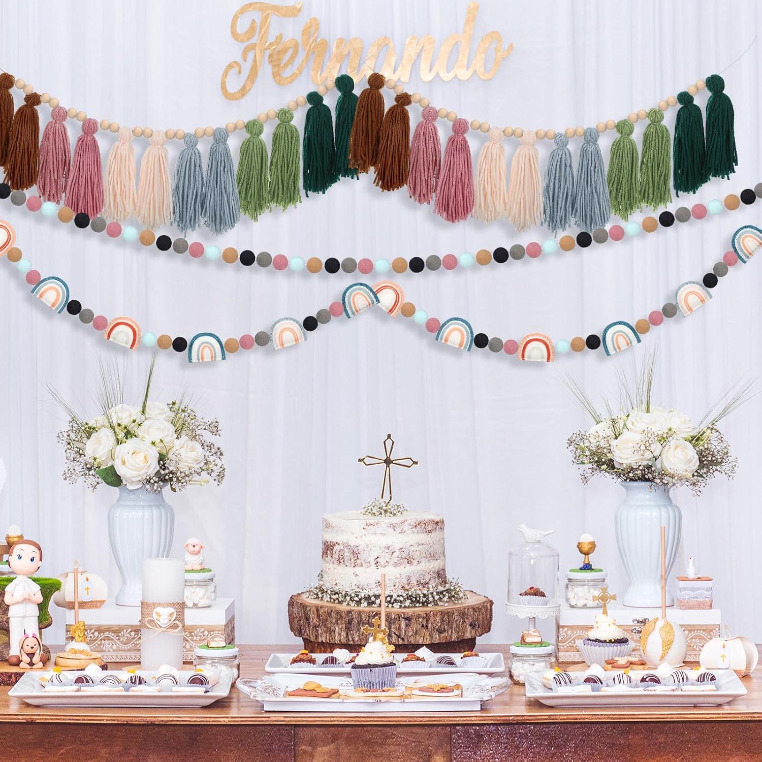 Guirnalda Boho de Borlas y Pom Poms Hahafelt - 4 Piezas