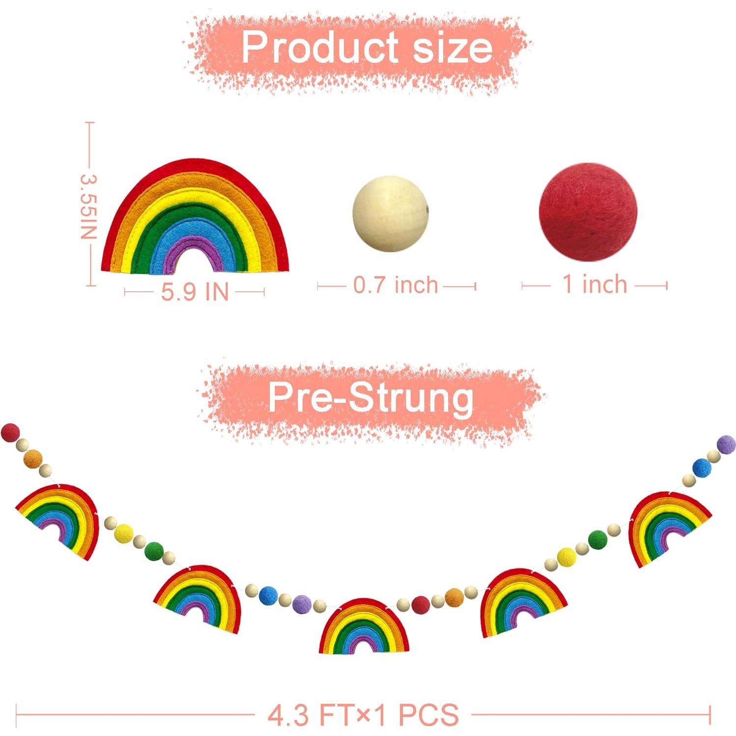 Guirnalda de Pom Pom Arcoíris Pinkblume 1.5m Decoración Fiesta