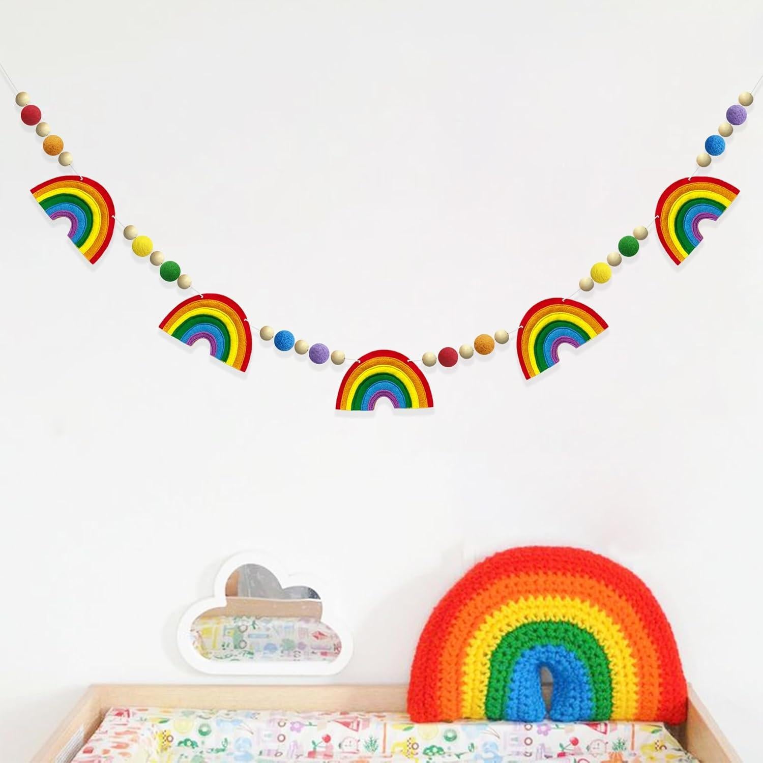 Guirnalda de Pom Pom Arcoíris Pinkblume 1.5m Decoración Fiesta