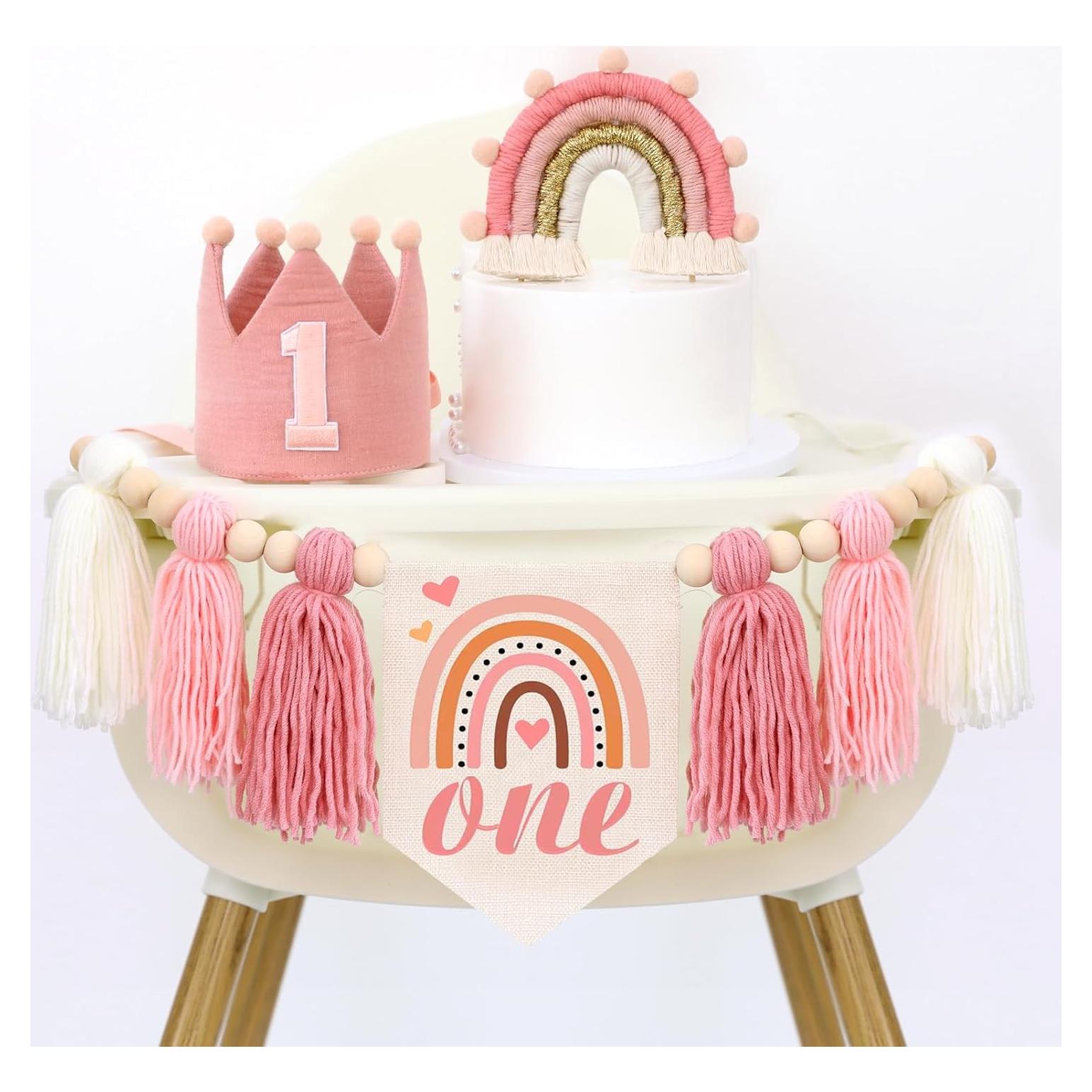 Guirnalda de Borlas de Perlas de Madera Rosa HODIHIWI