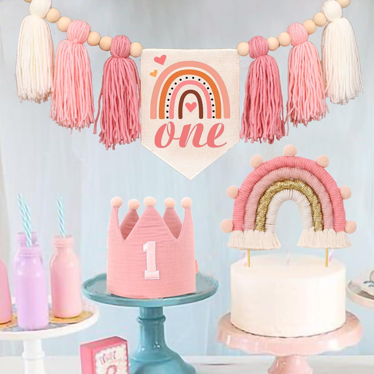 Guirnalda de Borlas de Perlas de Madera Rosa HODIHIWI