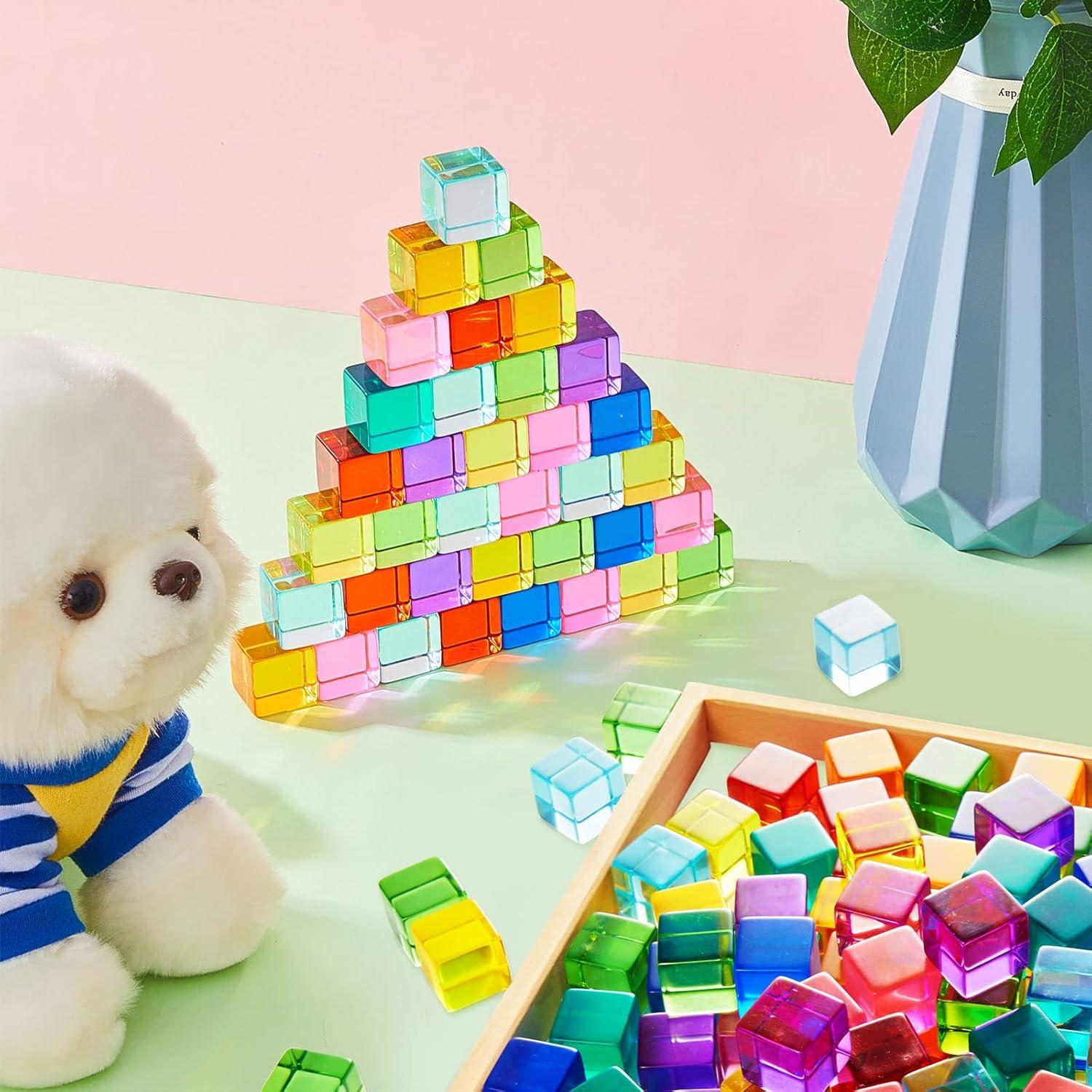 Cubos de Acrílico Arcoíris Meooeck 60 Piezas Educativos