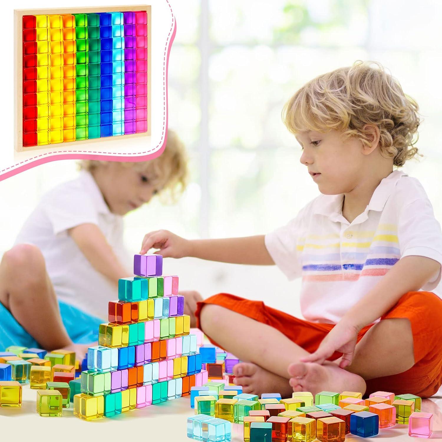 Cubos de Acrílico Arcoíris Meooeck 60 Piezas Educativos