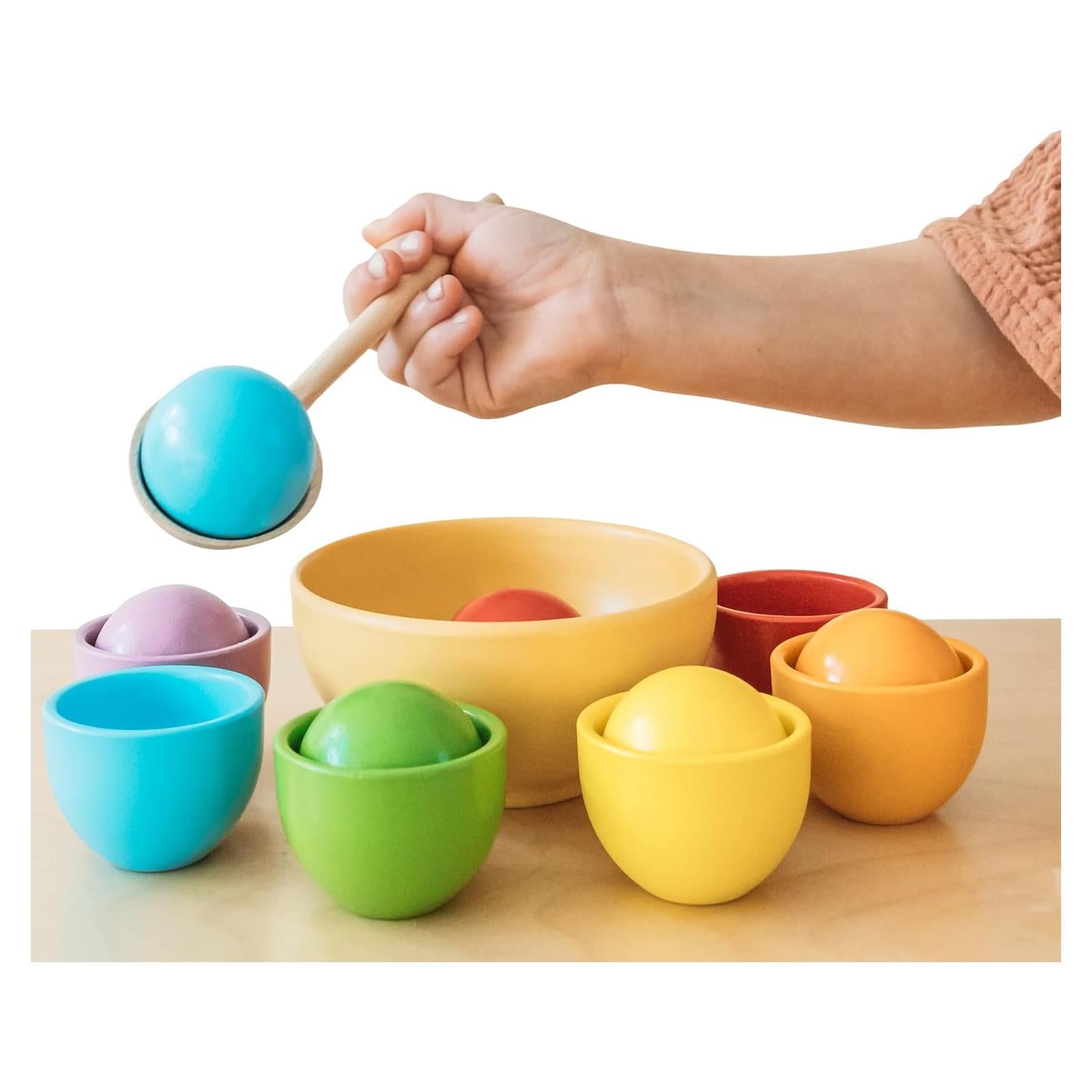 Conjunto de Clasificación de Colores Montessori & Me - 6 Bolas de Madera 46mm