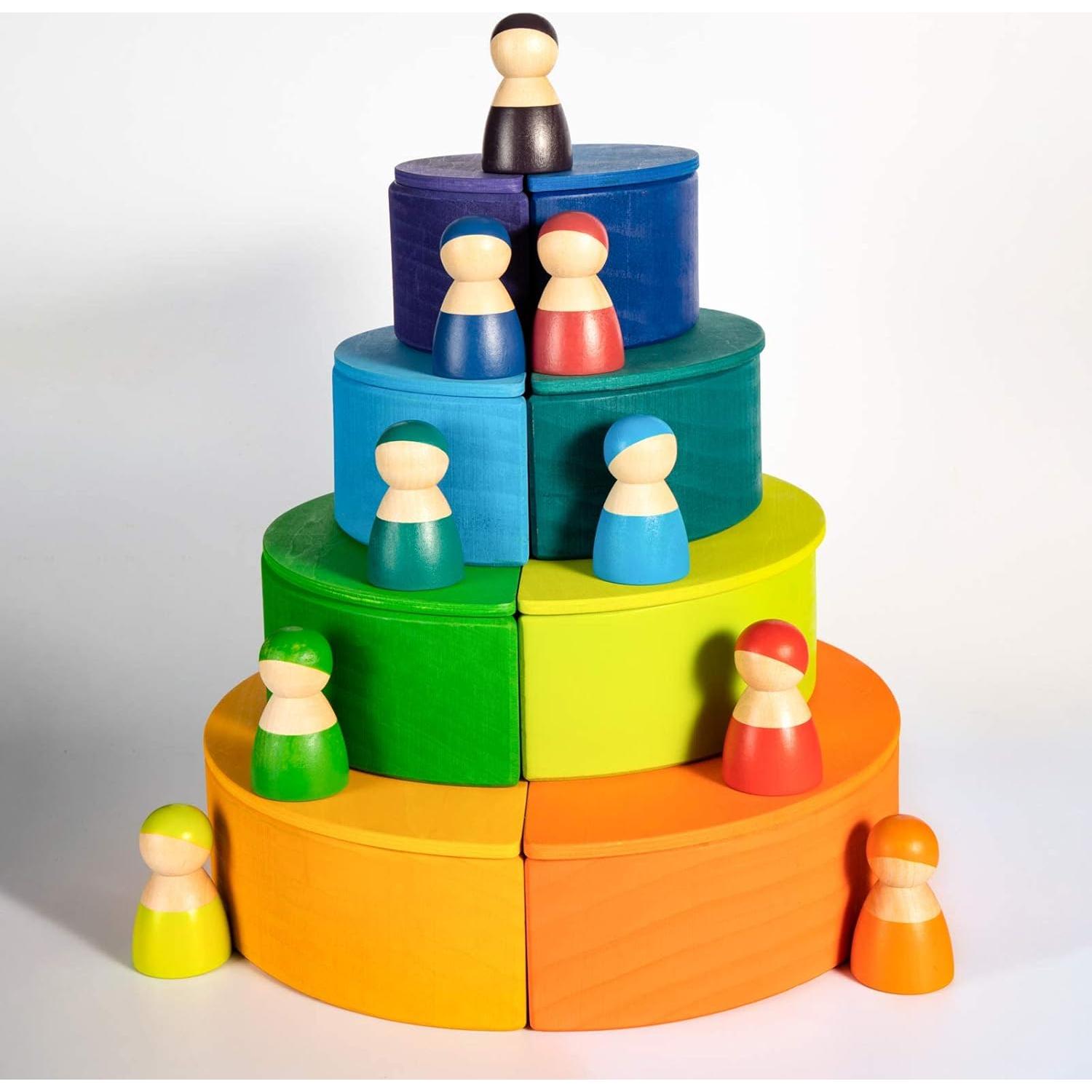 Juguetes Apilables de Madera MerryHeart - Arcoíris 11 Piezas