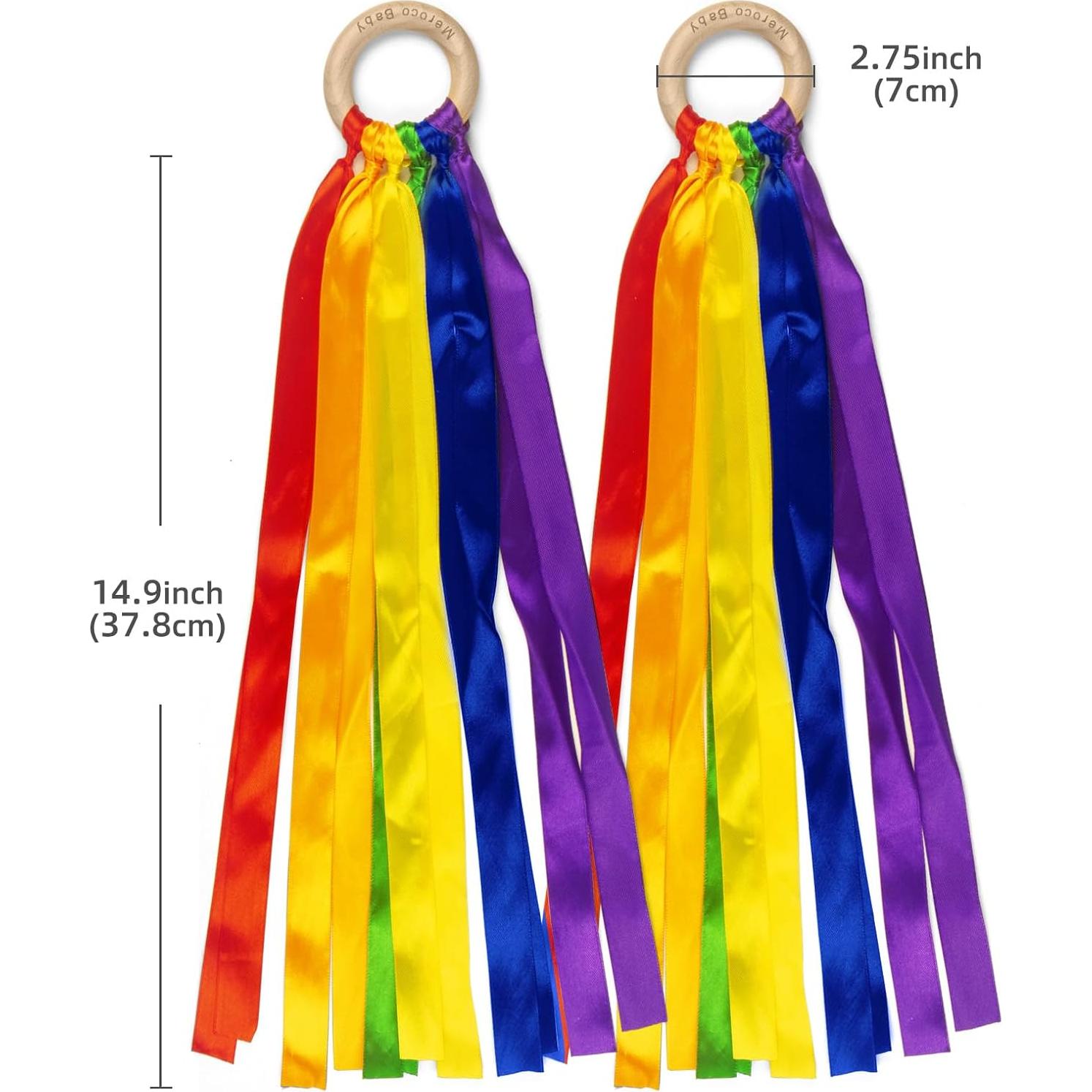 MEROCO Anillo de Madera Arcoíris para Niños - 2 Piezas