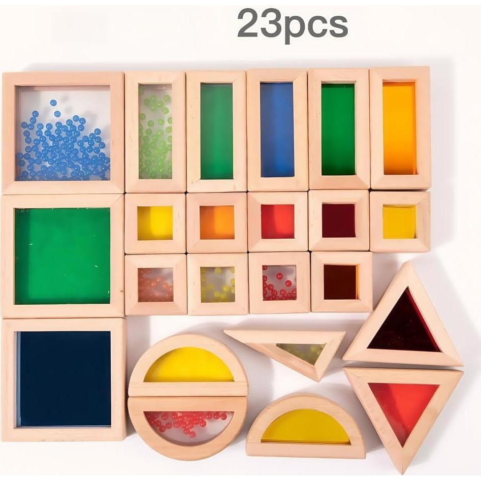 23 Piezas Bloques de Construcción Acrílico Arcoíris para Niños