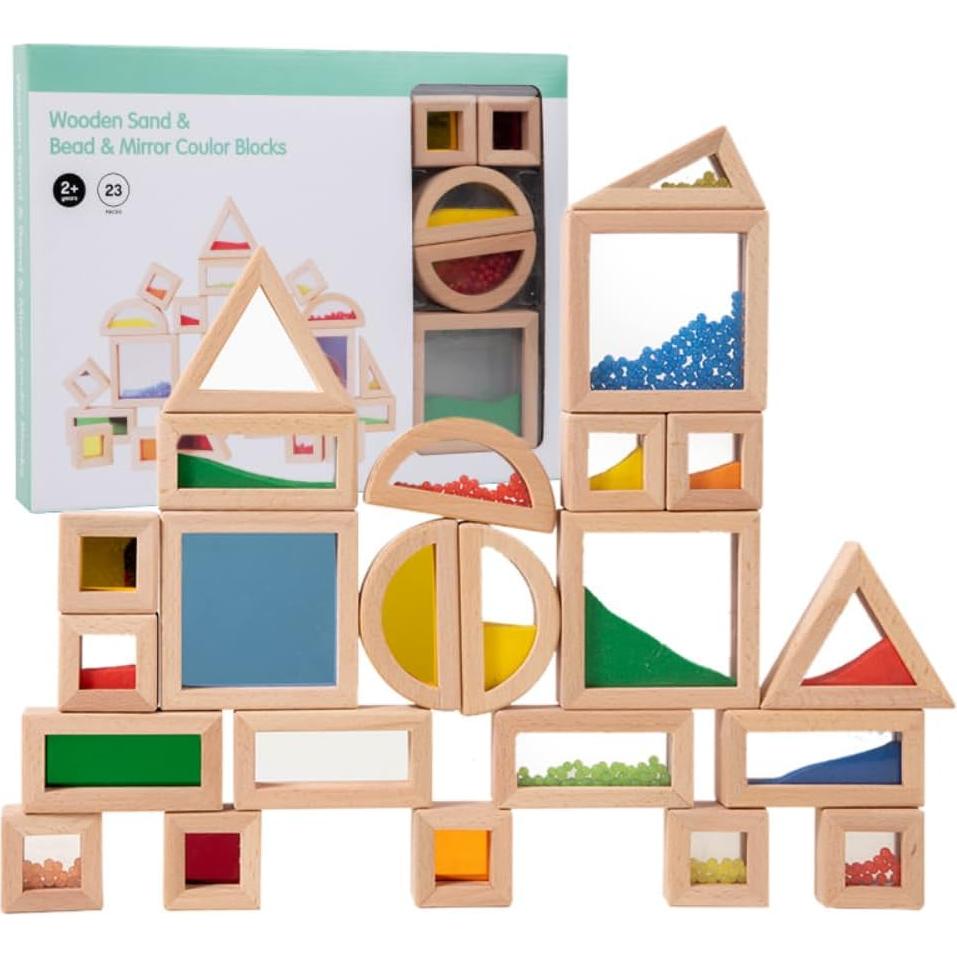 23 Piezas Bloques de Construcción Acrílico Arcoíris para Niños