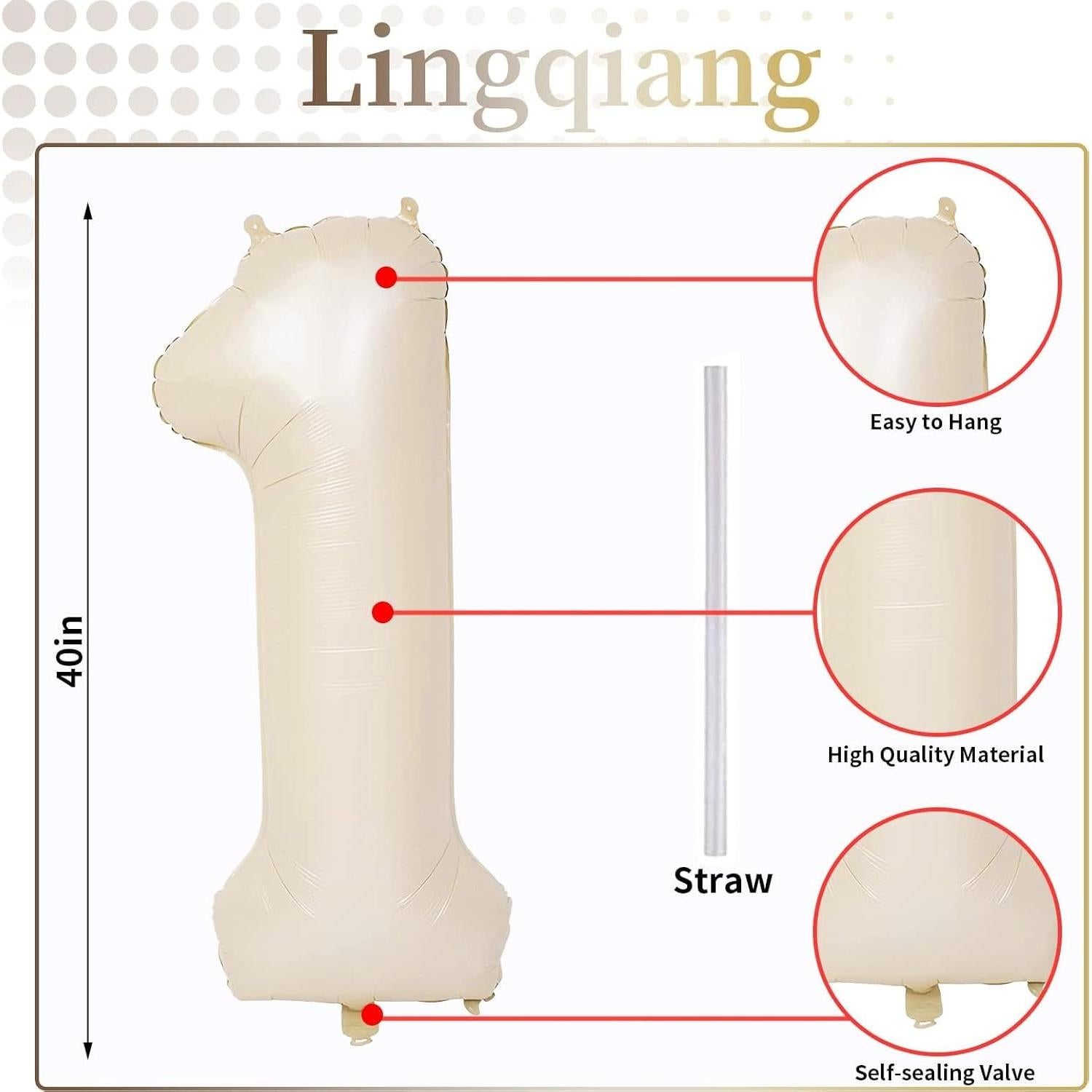 Globo Beige Número 1 40 Pulgadas Mylar para Fiestas