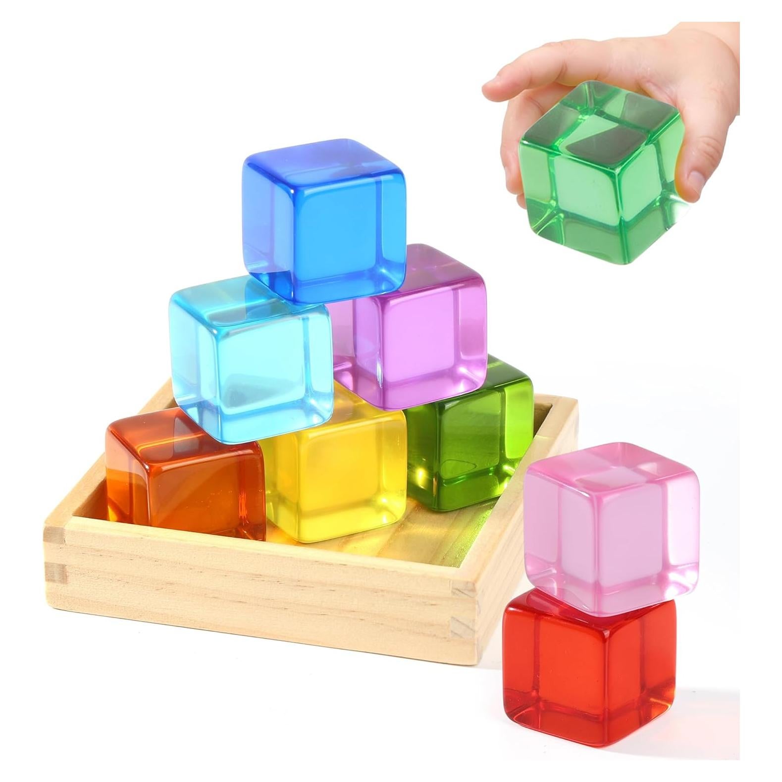 Bloques Acrílicos de Arcoíris Woodtoe para Niños 18 Meses a 6 Años