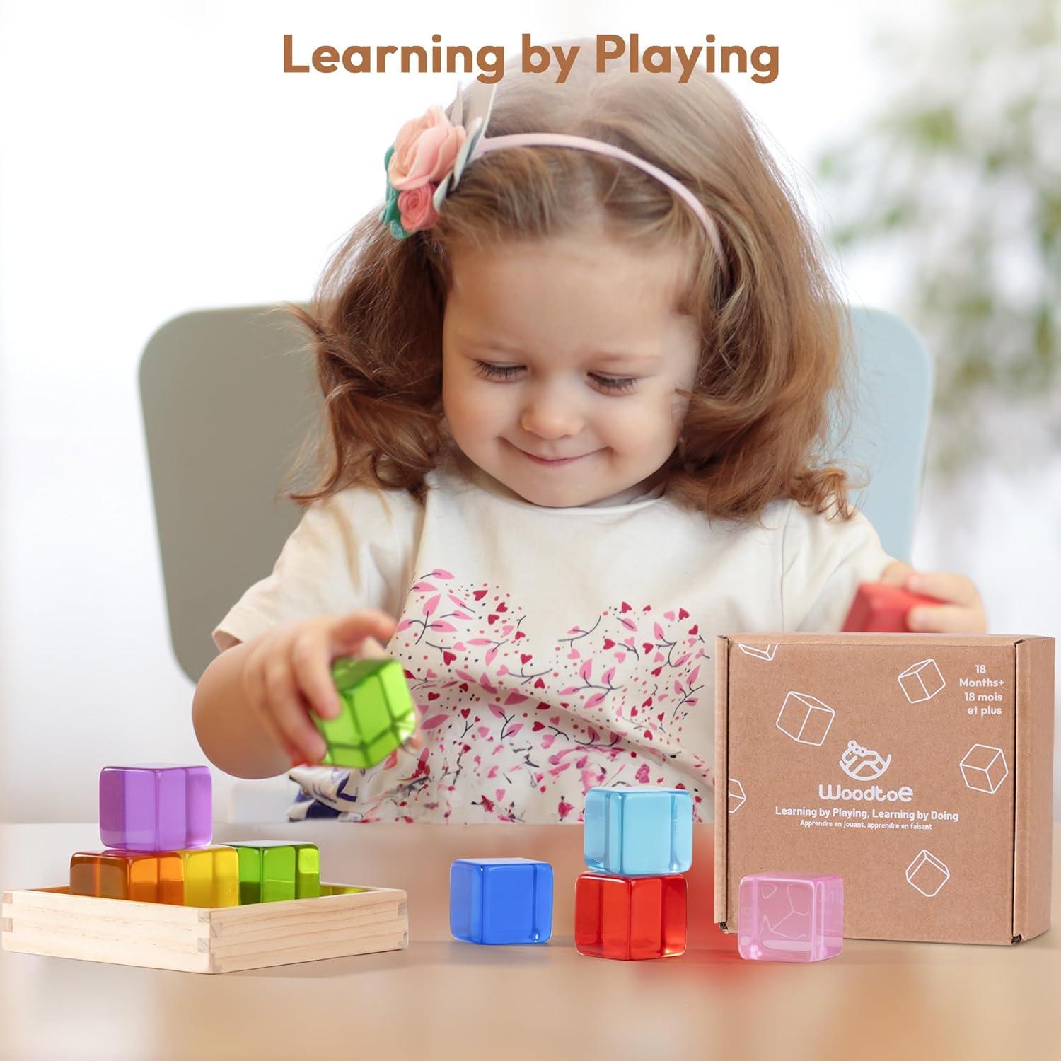 Bloques Acrílicos de Arcoíris Woodtoe para Niños 18 Meses a 6 Años