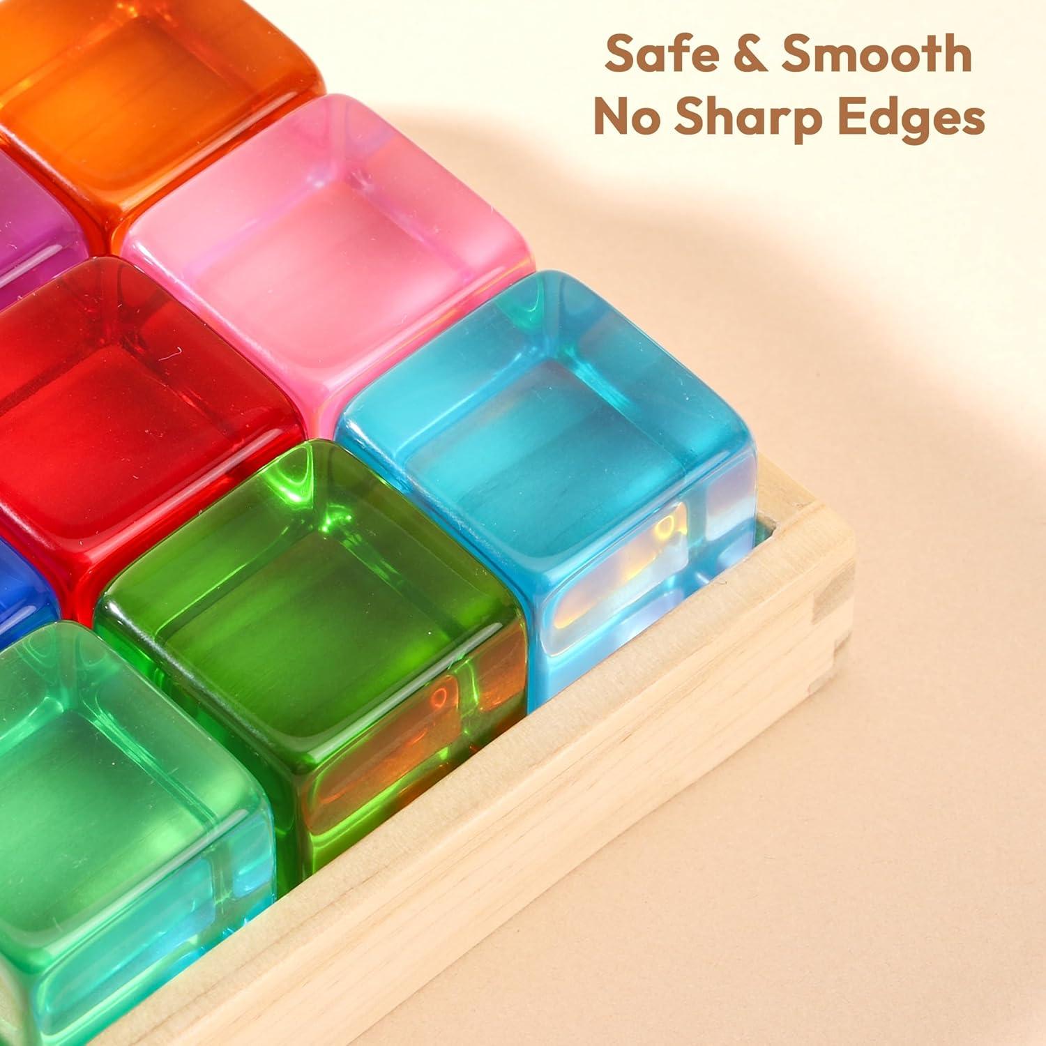 Bloques Acrílicos de Arcoíris Woodtoe para Niños 18 Meses a 6 Años