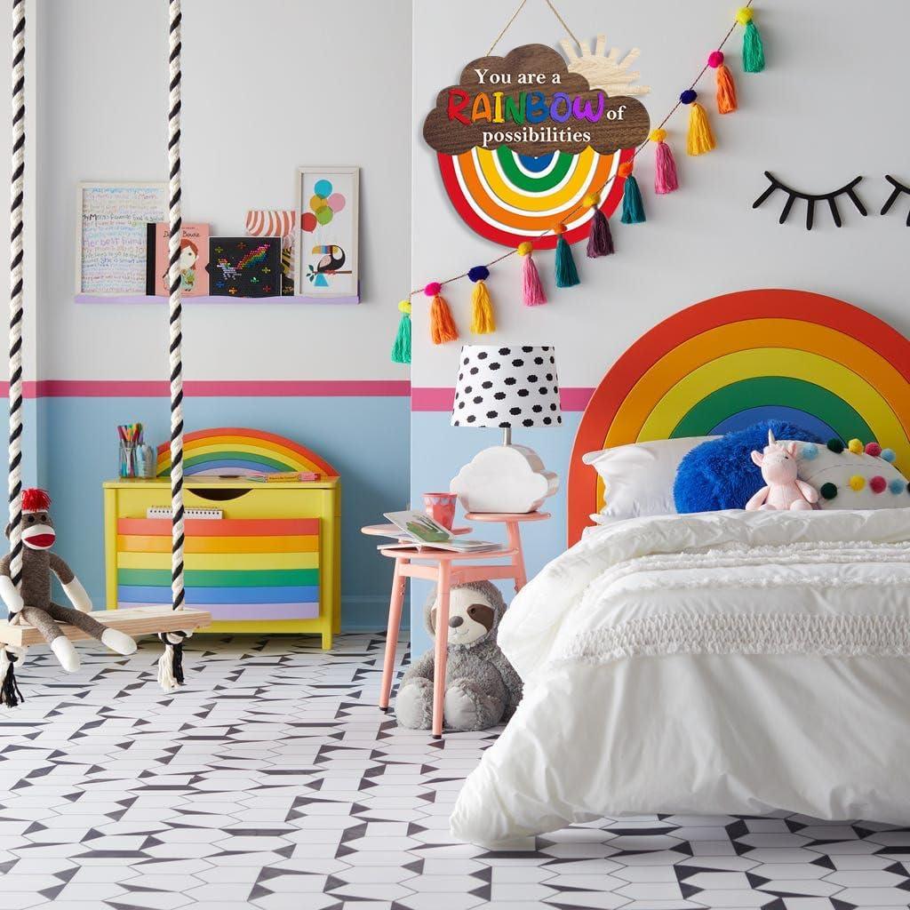 Letrero de Madera Arcoíris OLMIXA 31x29 cm Decorativo