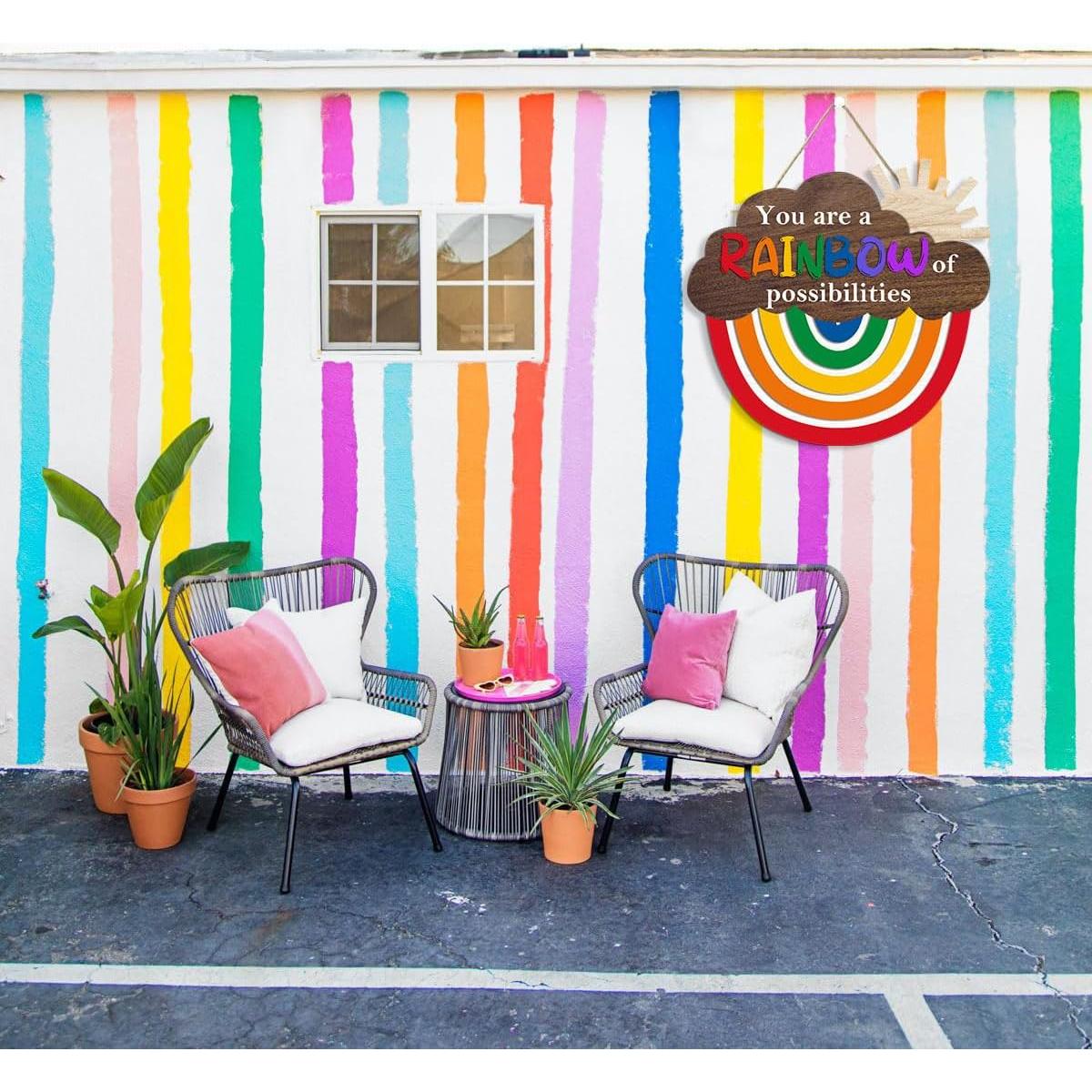 Letrero de Madera Arcoíris OLMIXA 31x29 cm Decorativo