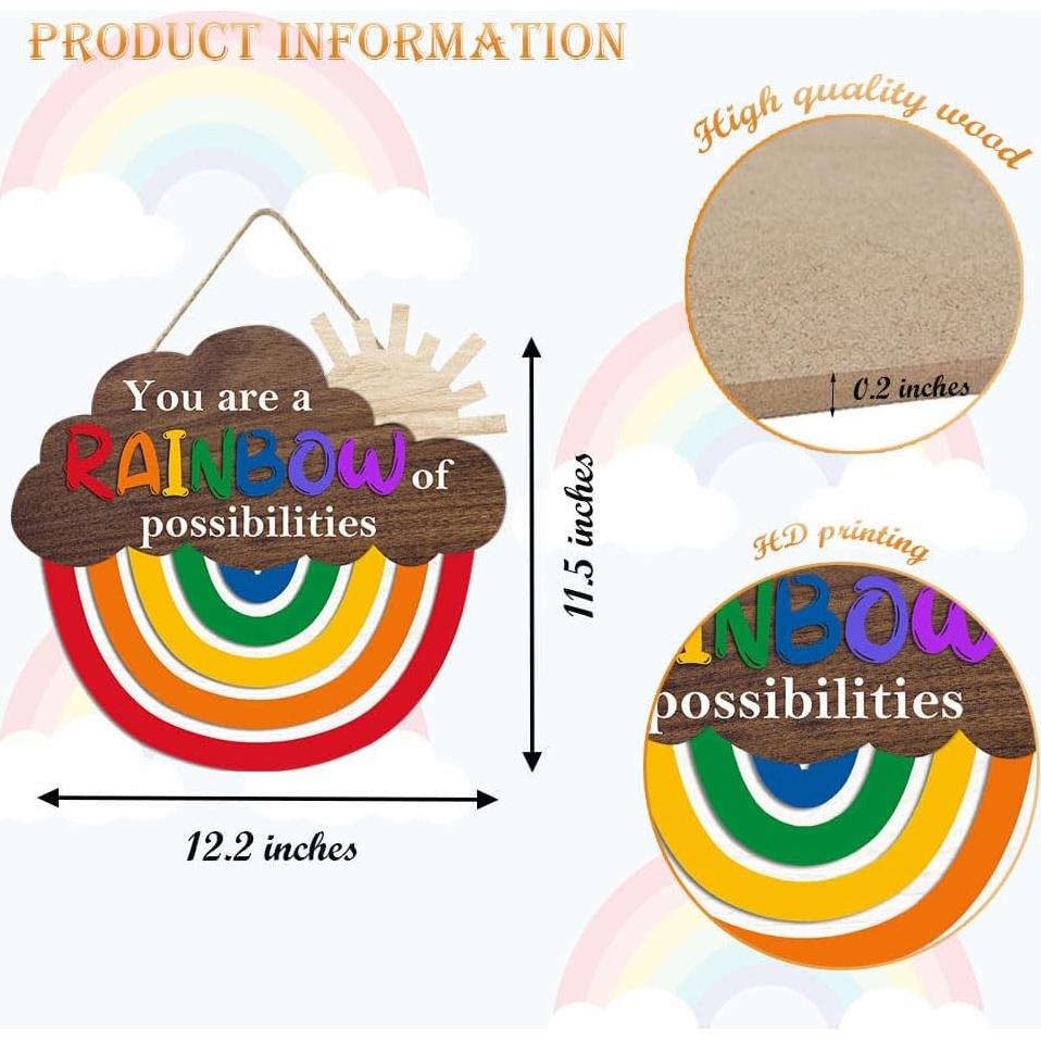Letrero de Madera Arcoíris OLMIXA 31x29 cm Decorativo